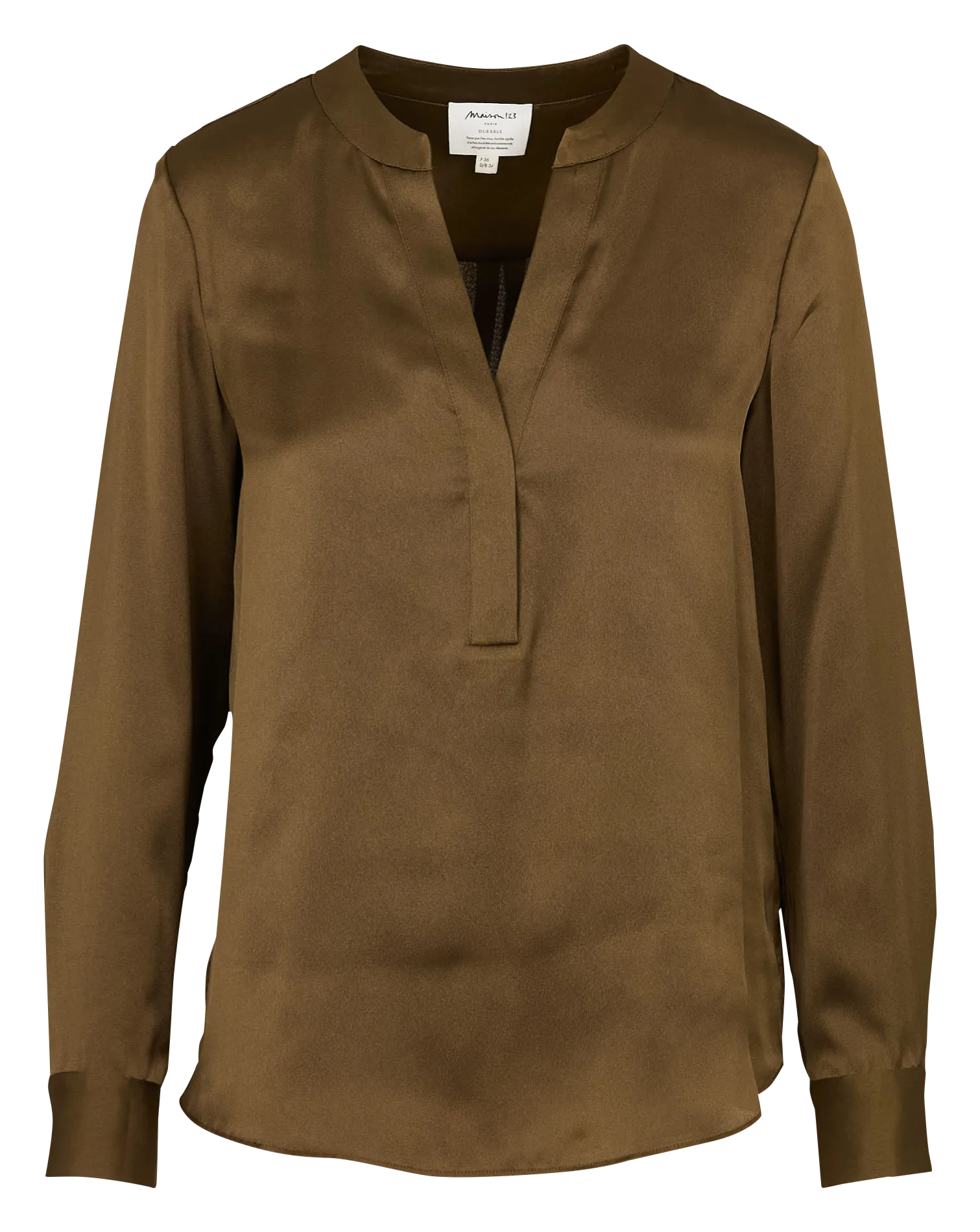 Blouse à col tunisien Kaki MARIE