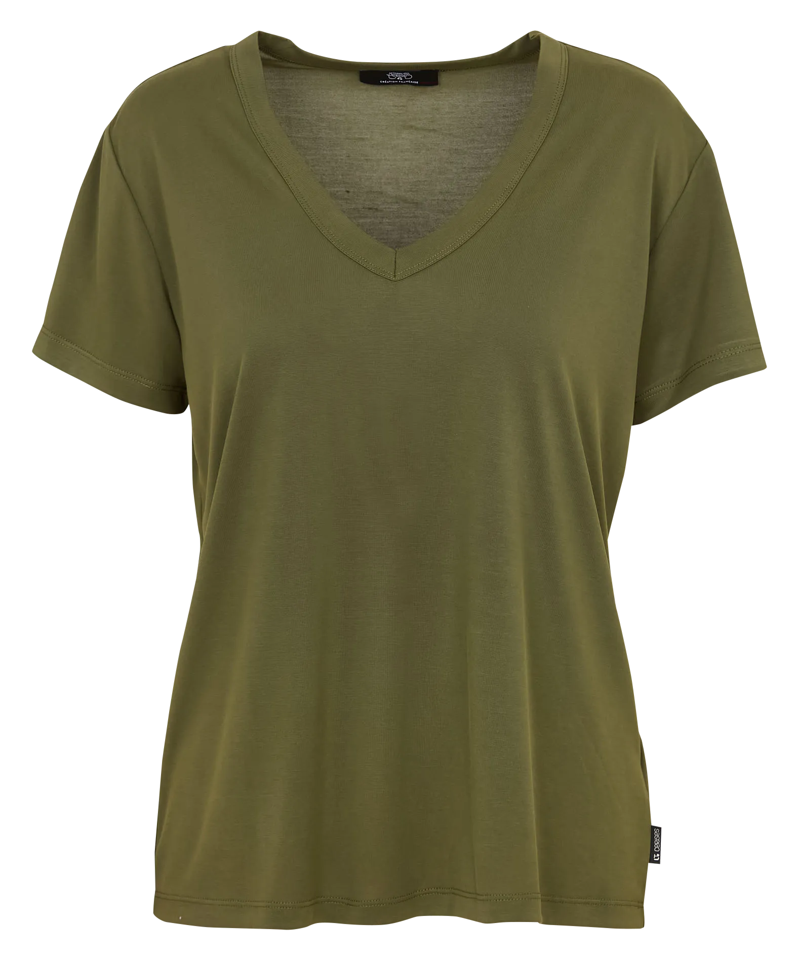 Tee-shirt droit col V Vert VAIA