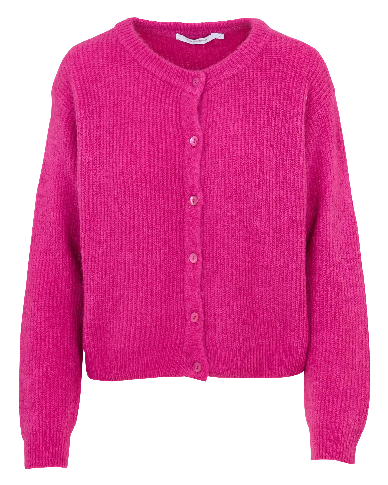 Gilet ample col rond en maille mélangée Rose