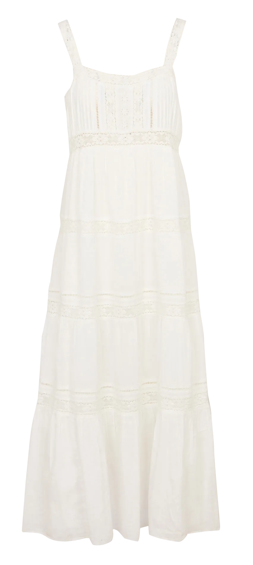 Robe longue col carré en coton Blanc RAMINATA