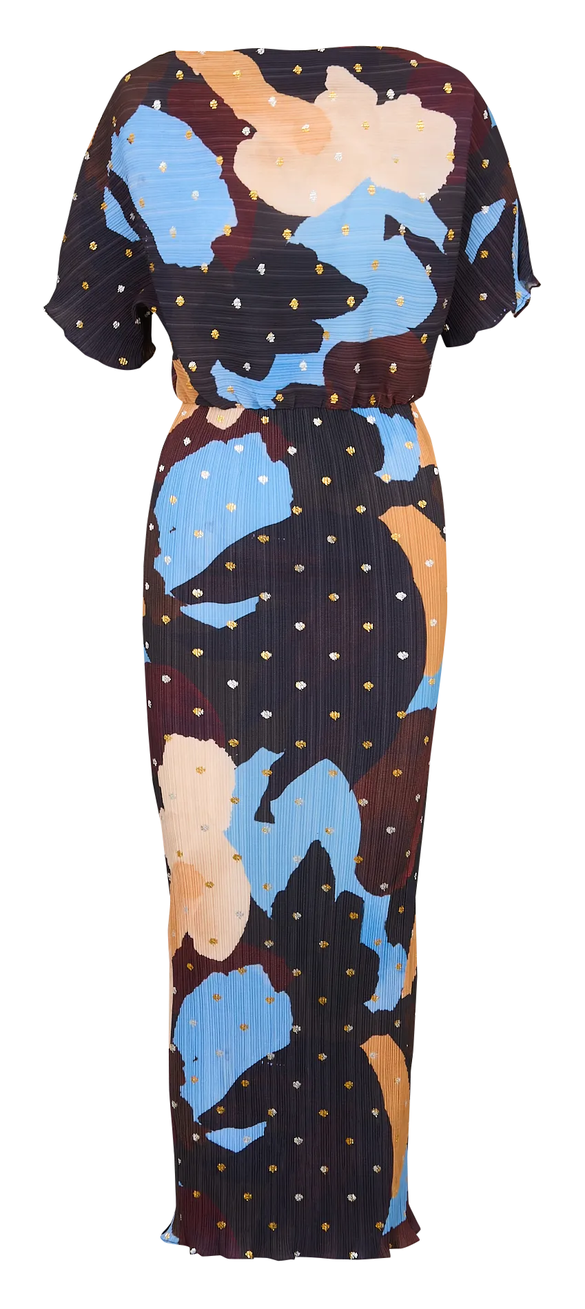 Robe longue plissée col rond Multicolore TILLY