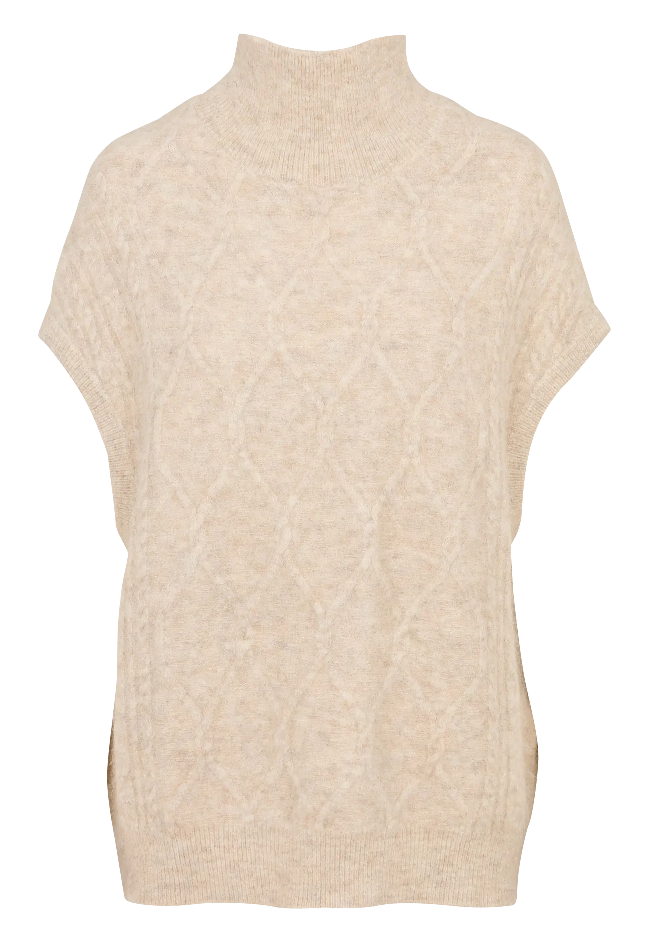 Pull col montant en laine mélangée Beige DARTI