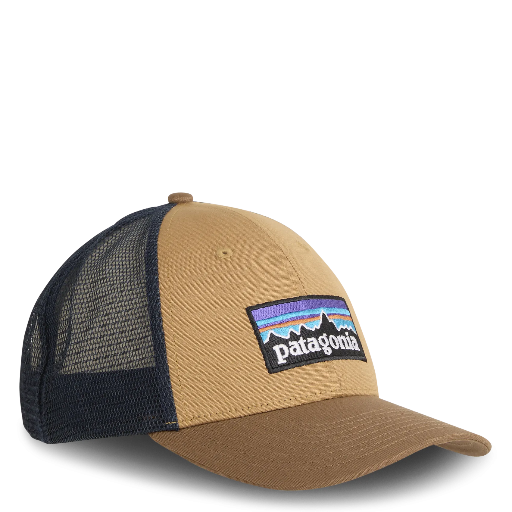 Casquette brodée en coton et mesh Beige