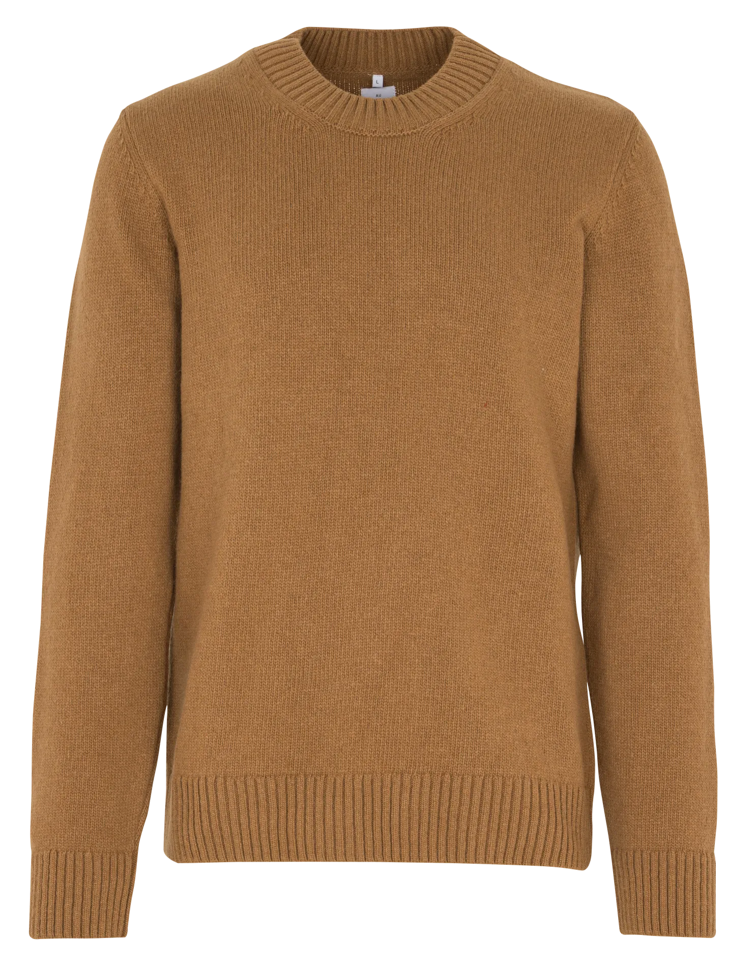 Pull droit col rond en laine mélangée Marron EFIL-O