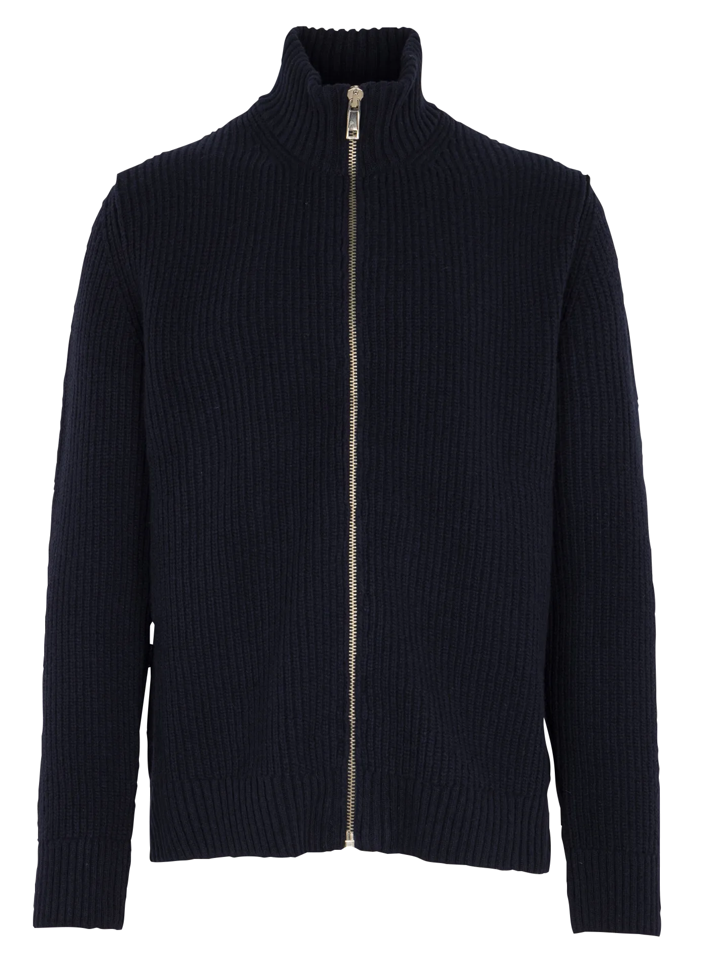 Cardigan zippé en maille unie côtelée Bleu GEFIL-C