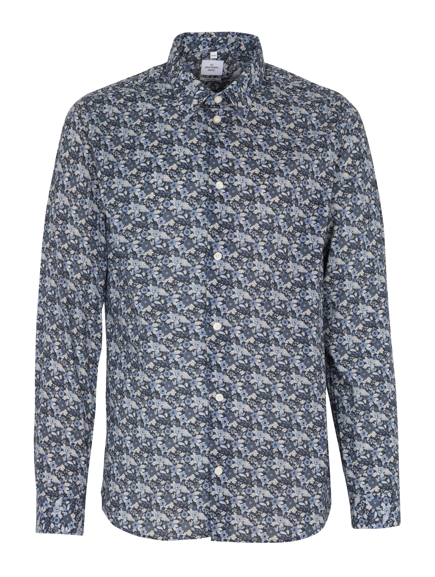 Chemise slim col classique imprimé fleuri en coton Bleu GLEUR-S