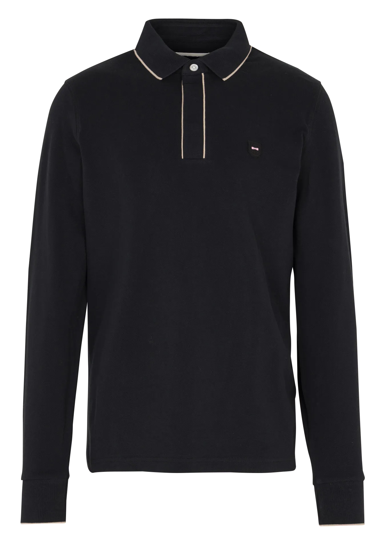 Polo manches longues en coton mélangé Noir