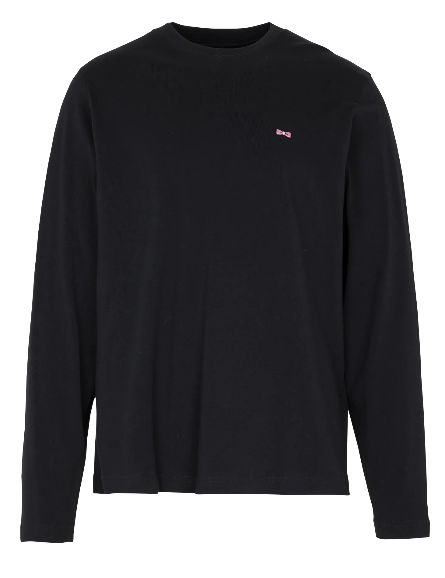 Tee-shirt droit col rond brodé en coton Noir