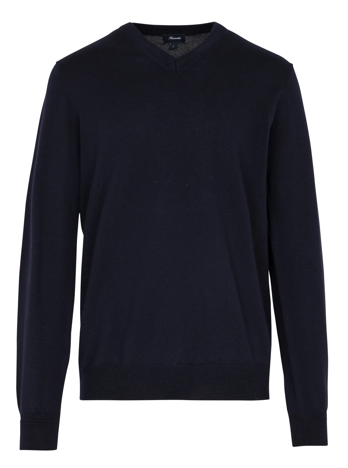 Pull droit col V en laine Bleu