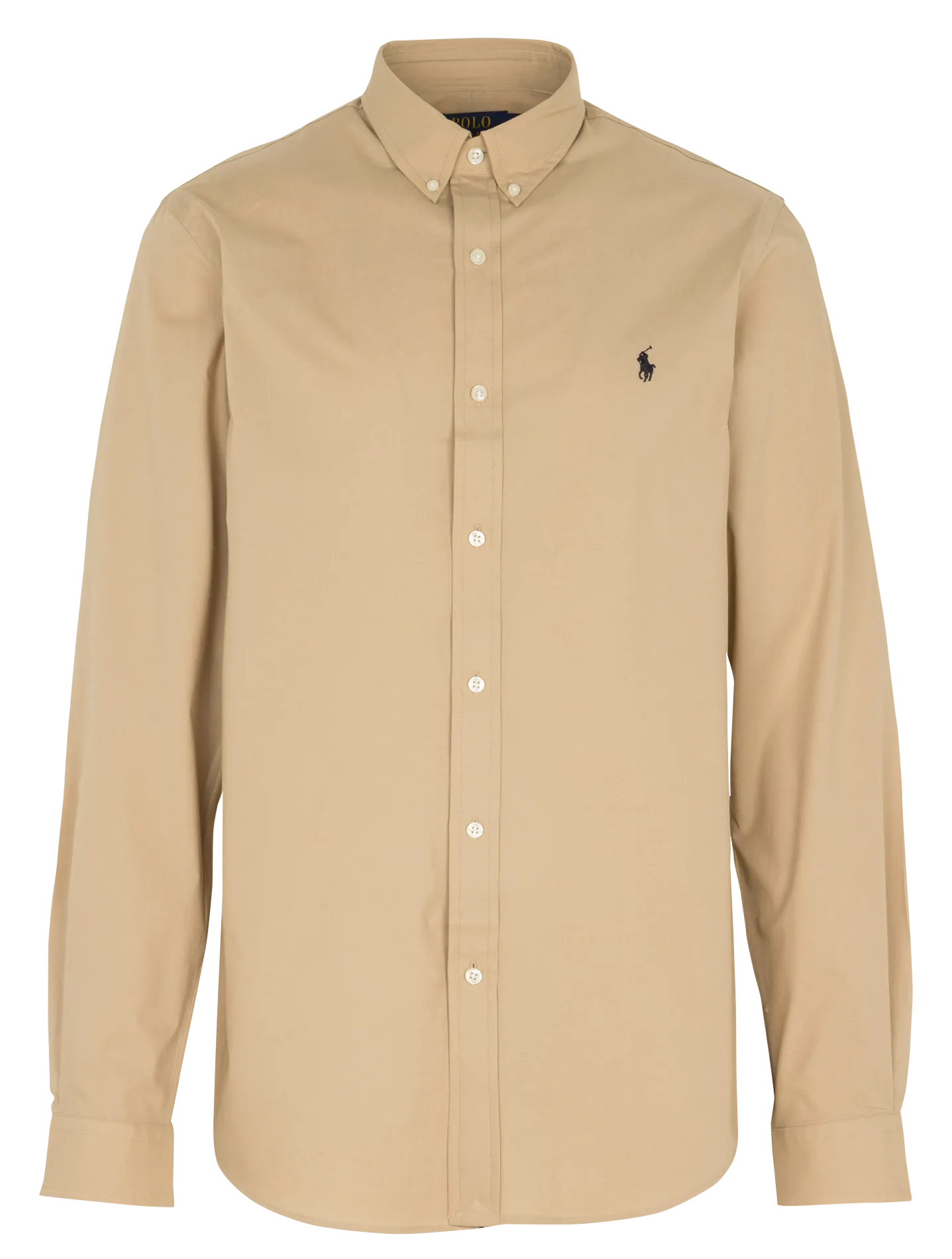 Chemise droite col américain en coton mélangé Beige