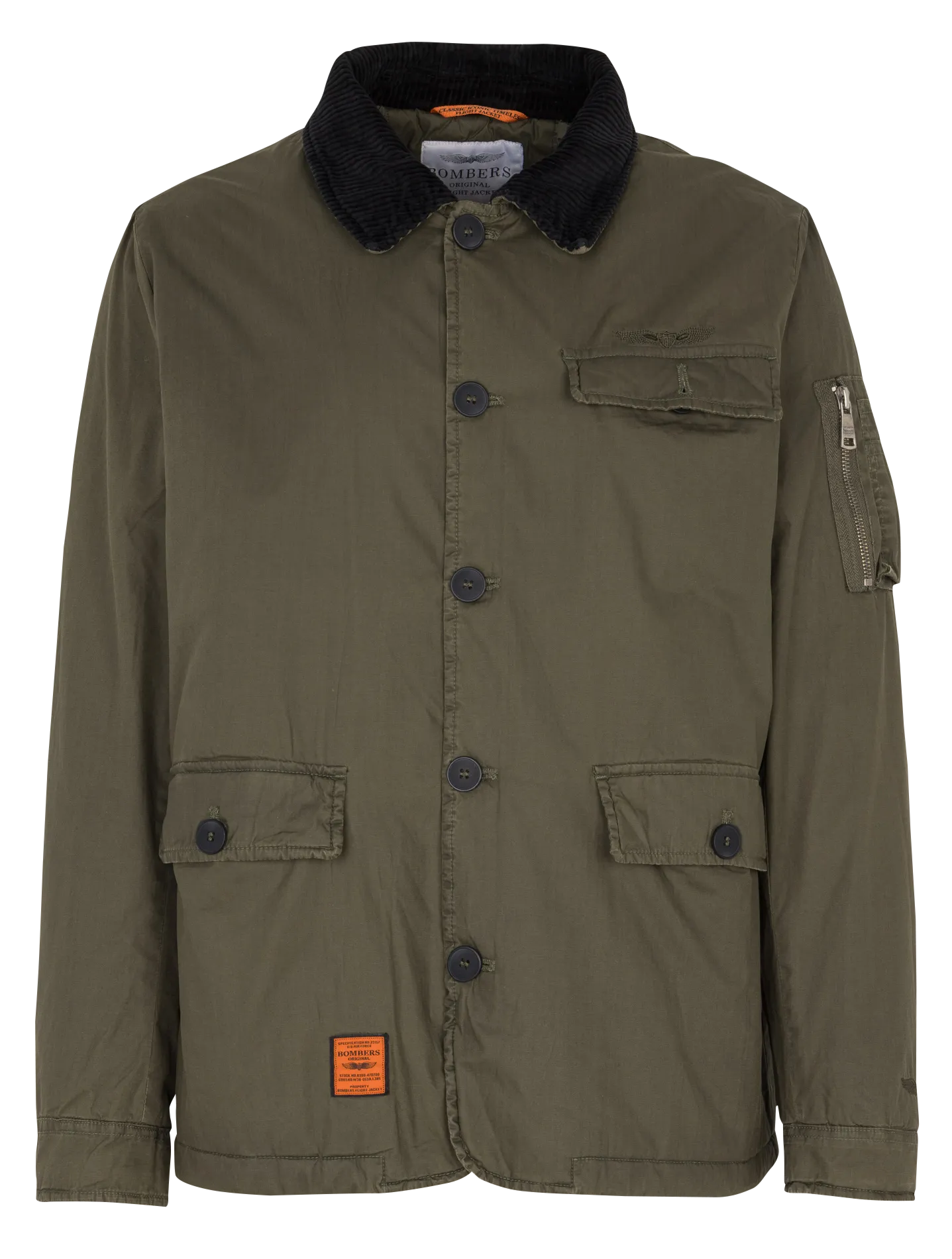 Veste boutonnée à col revers velours côtelé Kaki ROSSER