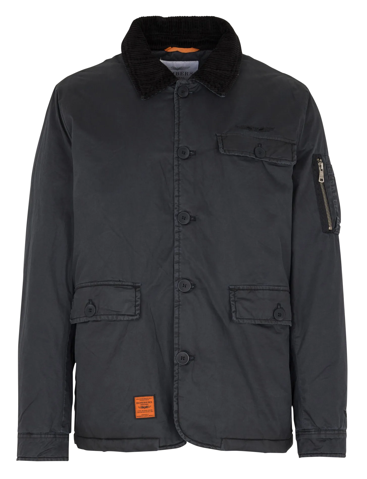 Veste boutonnée à col revers velours côtelé Noir ROSSER