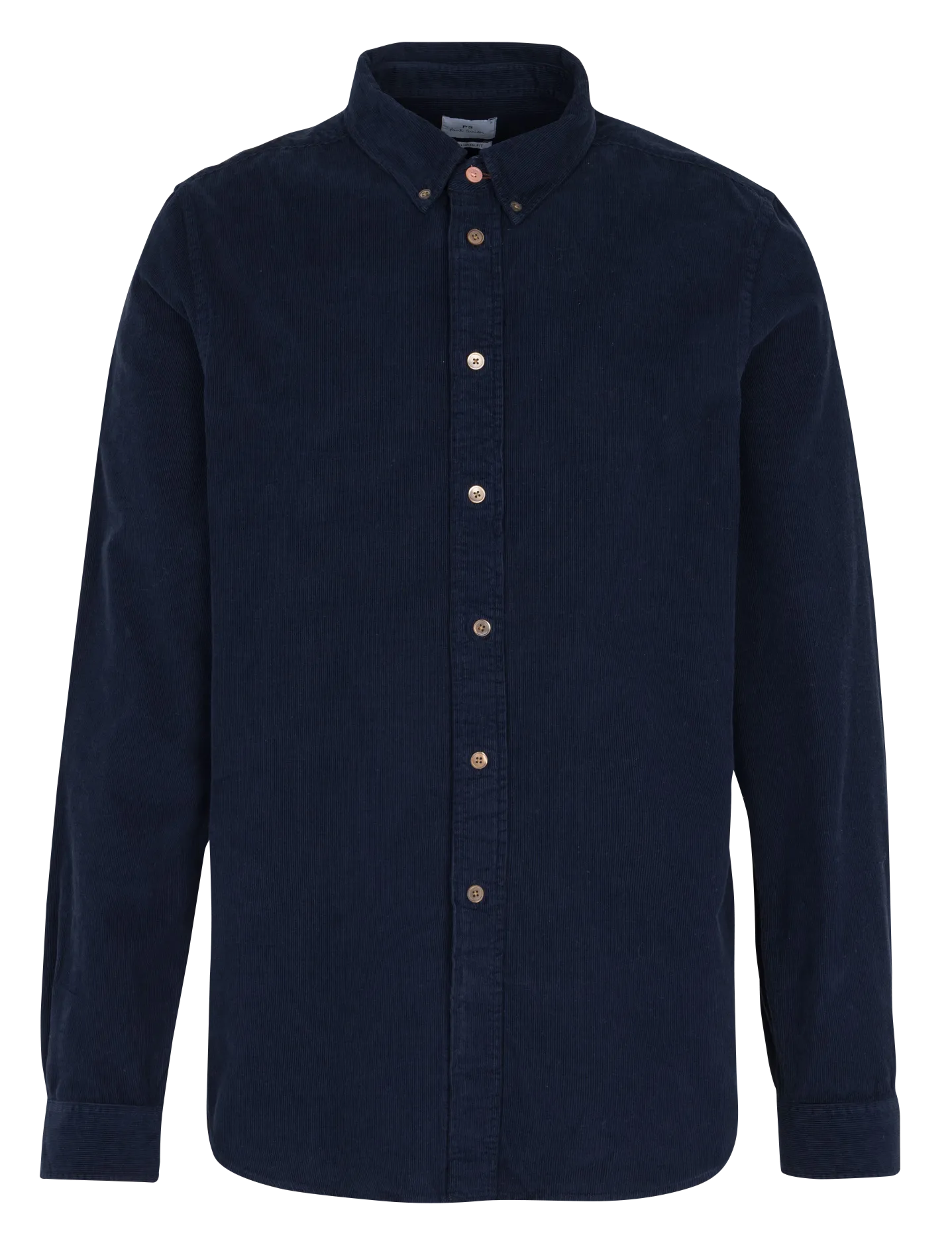 Chemise tailored-fit col américain en velours côtelé Bleu