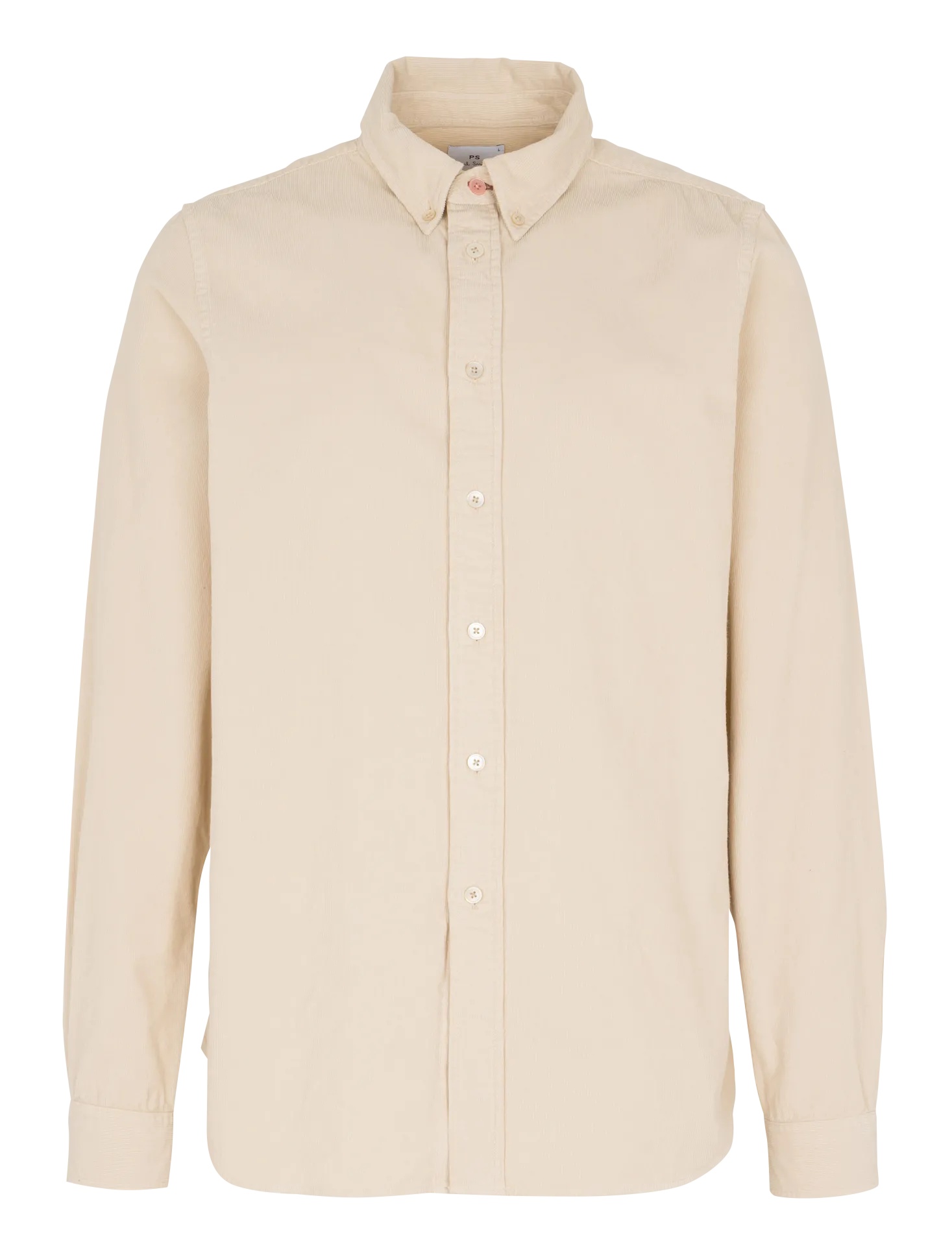 Chemise tailored-fit col américain en velours côtelé Beige