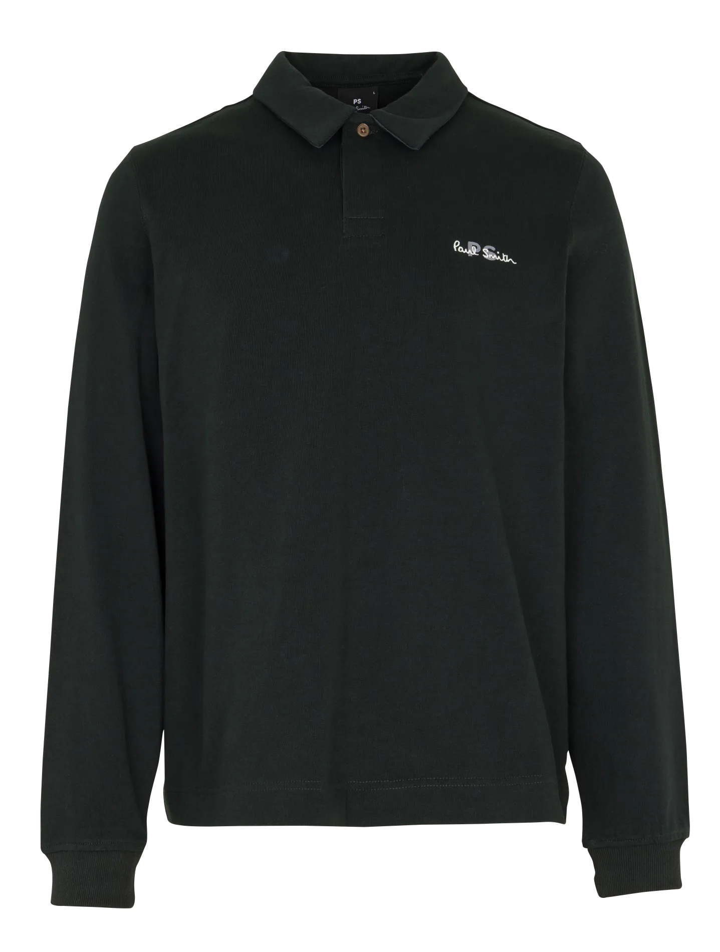 Polo regular manches longues à broderie poitrine Vert