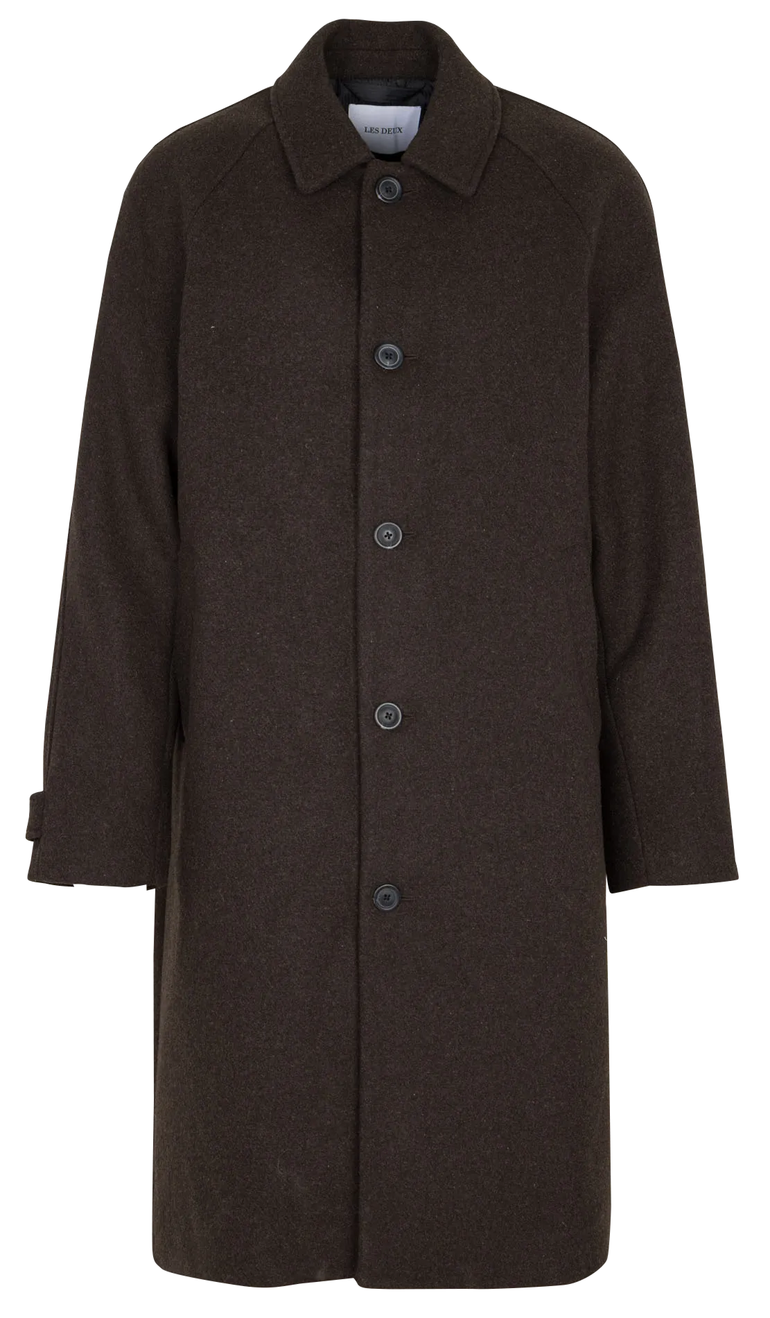 Manteau long col classique en laine mélangée Marron MICHAEL