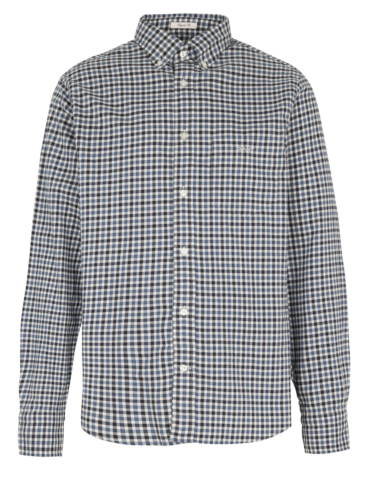 Chemise droite col américain imprimé vichy en coton Bleu