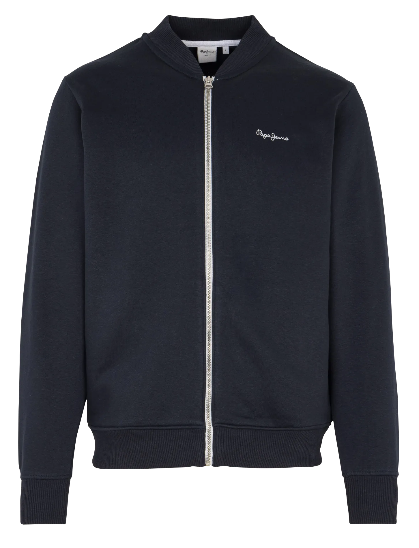 Sweat zippé droit brodé en coton mélangé Bleu