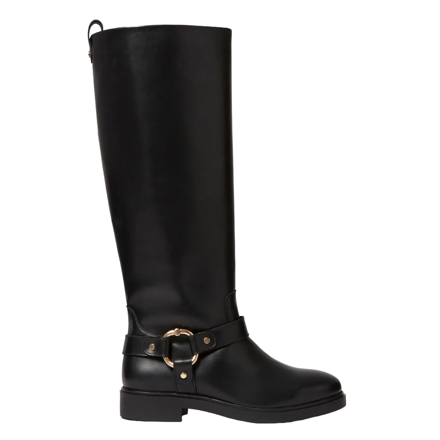 Bottes unies en cuir Noir