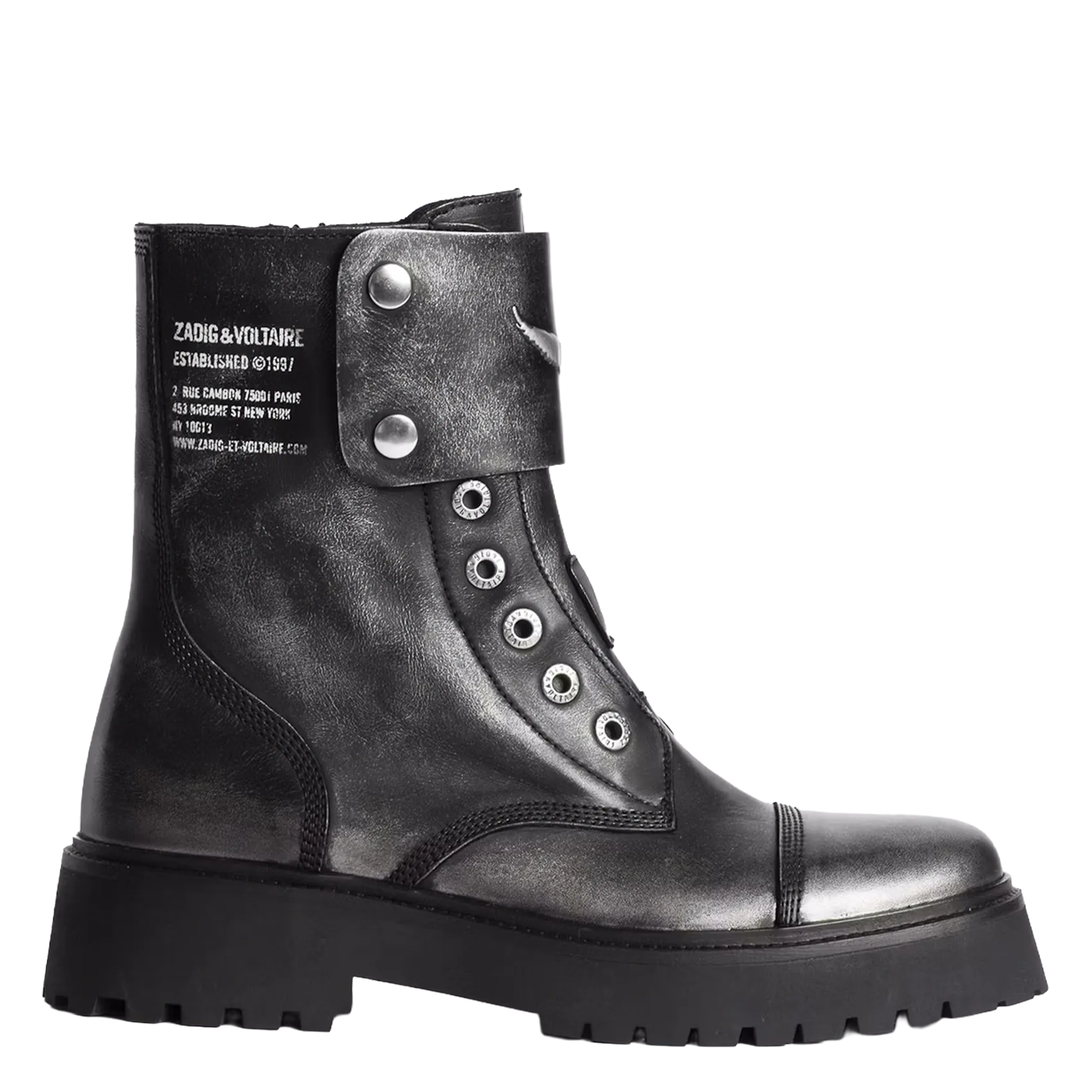 Bottines rangers sans lacets en cuir Noir JOE