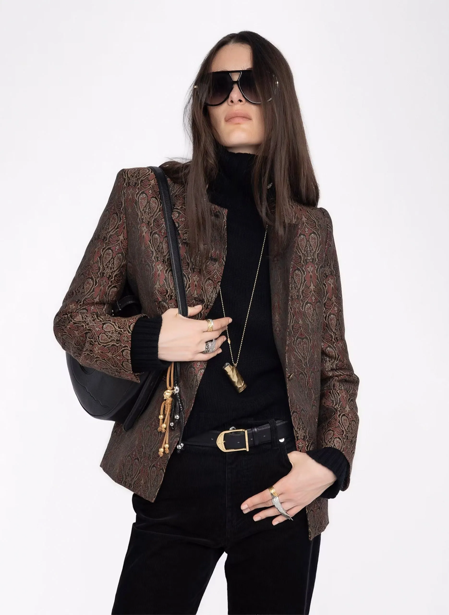 Veste de tailleur imprimée Noir VERYSA