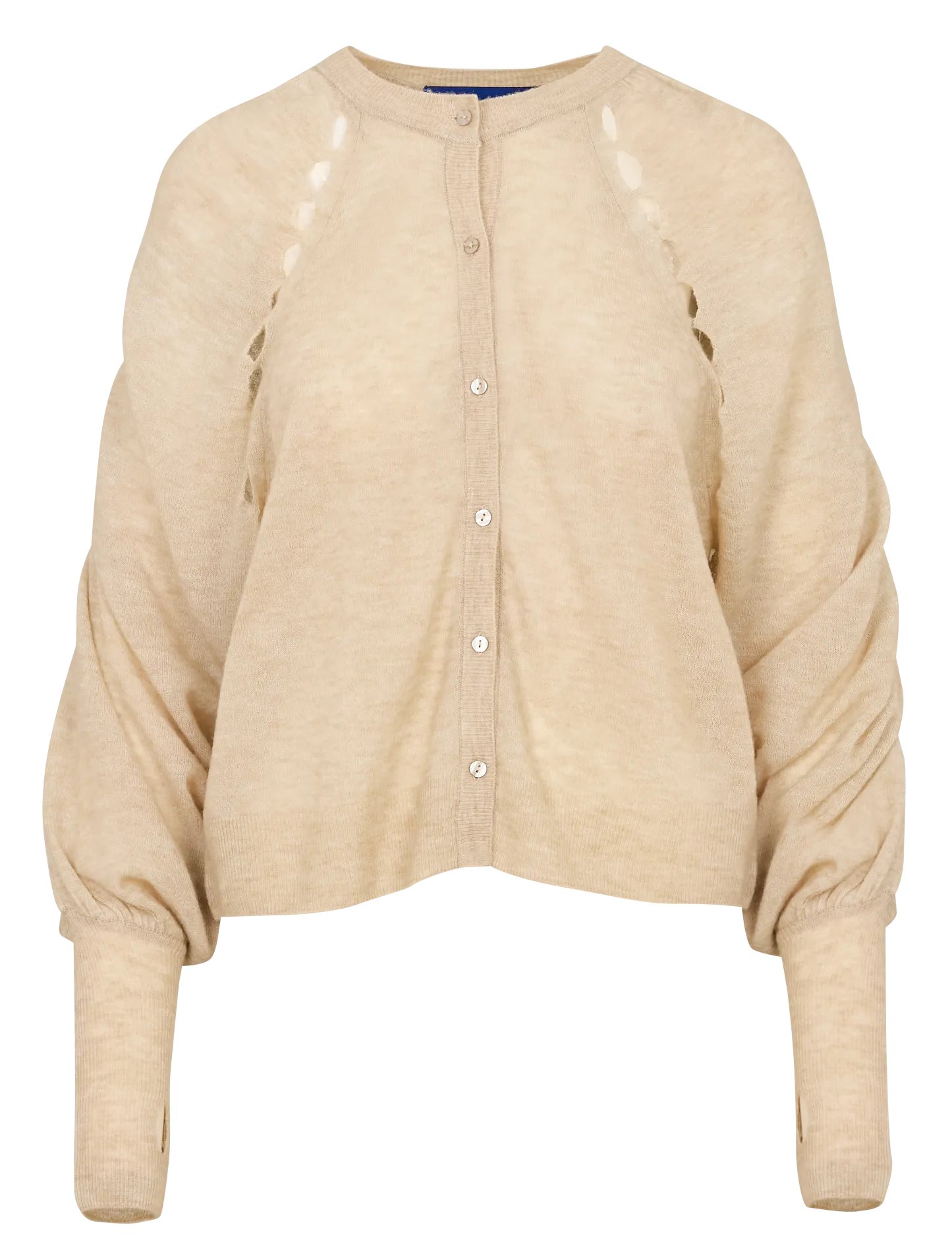 Gilet oversize col rond en laine mélangée Beige CARNATION