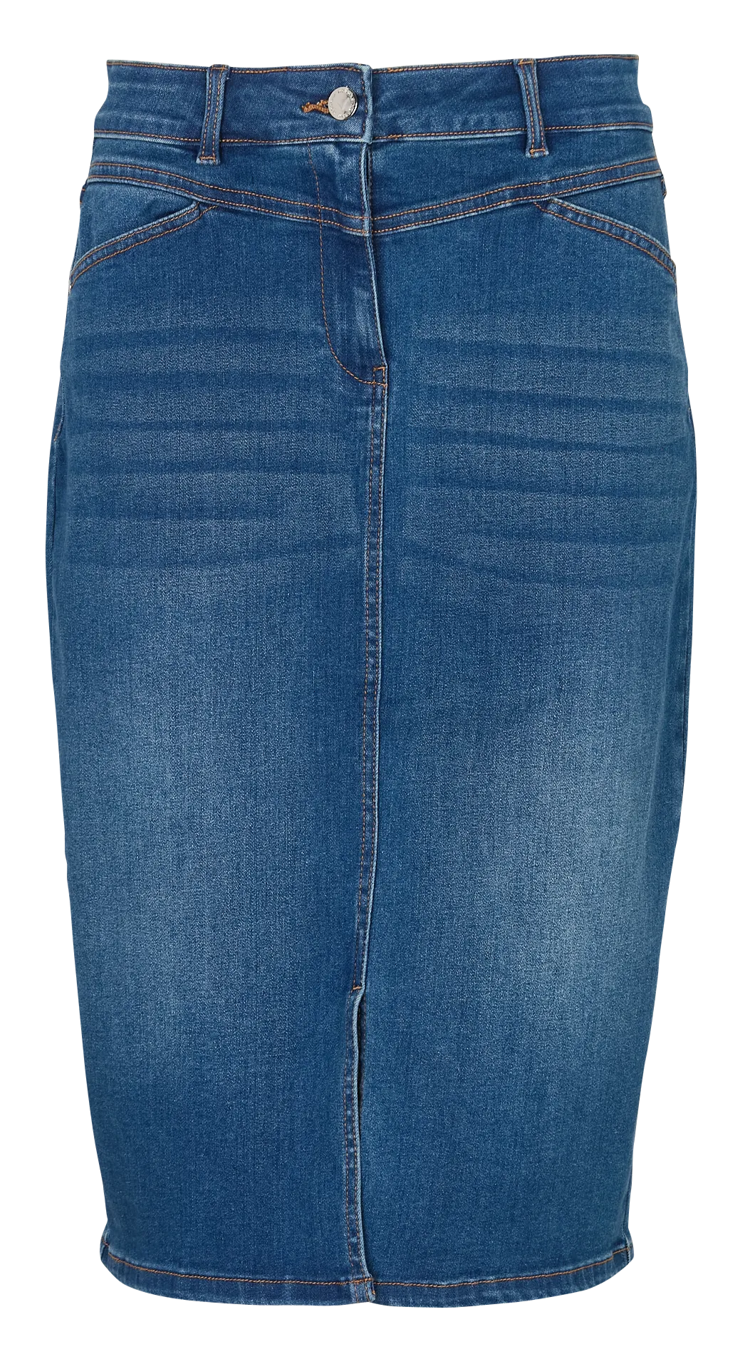 Jupe midi en coton mélangé Bleu 241-JAPA