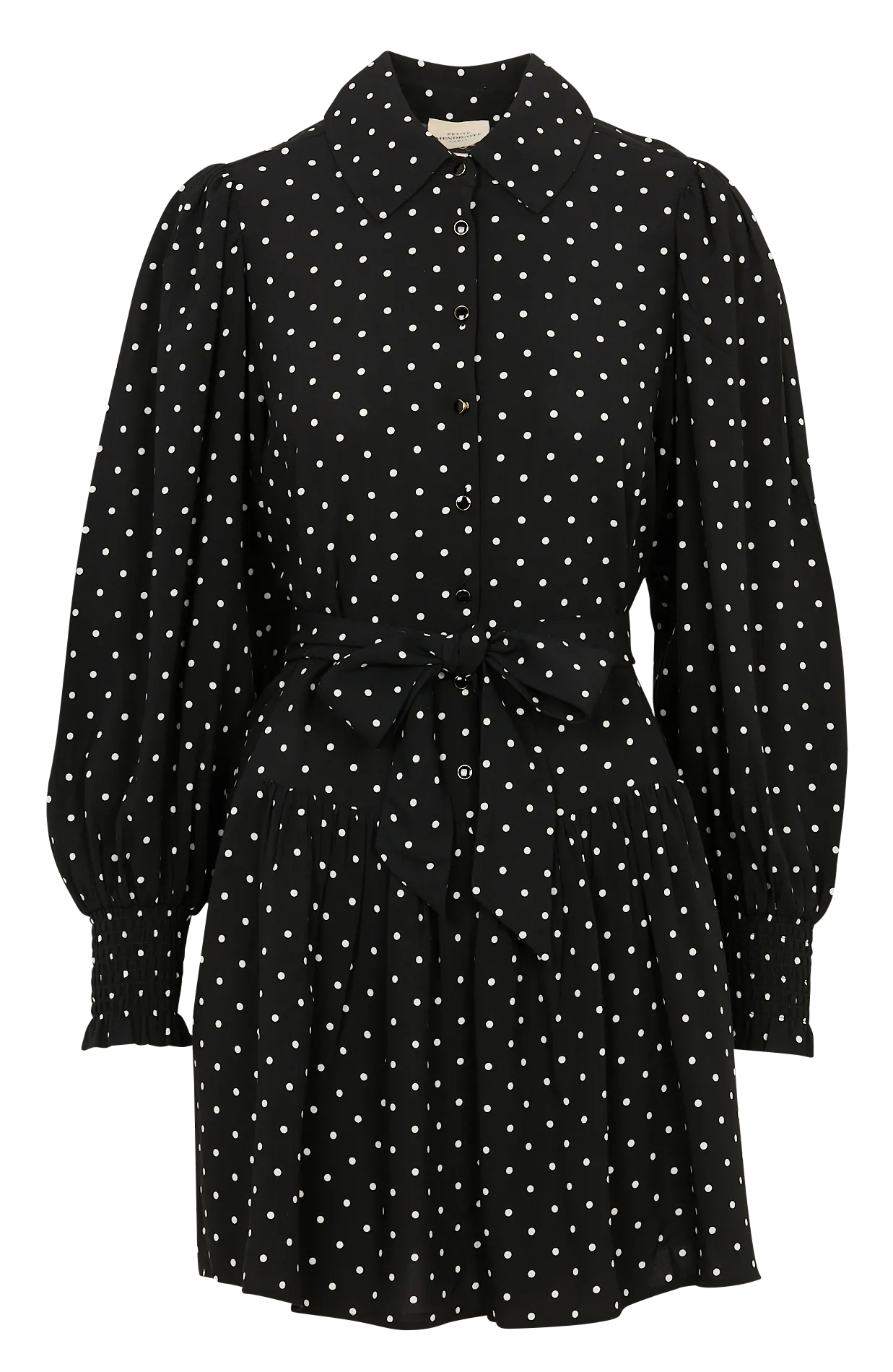 Robe ample col classique à pois Noir ROSIE