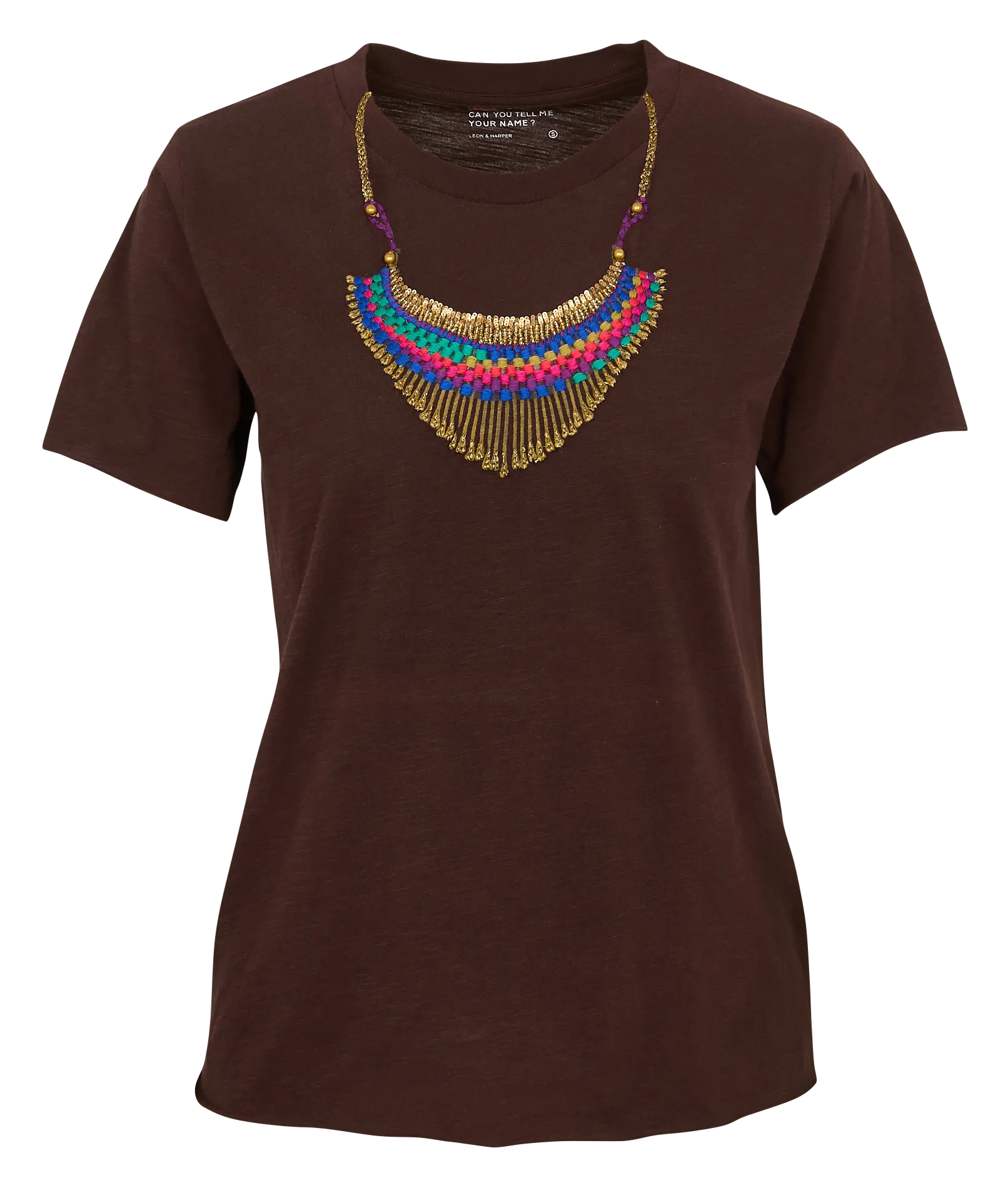 Tee-shirt col rond en coton bio Marron TORO