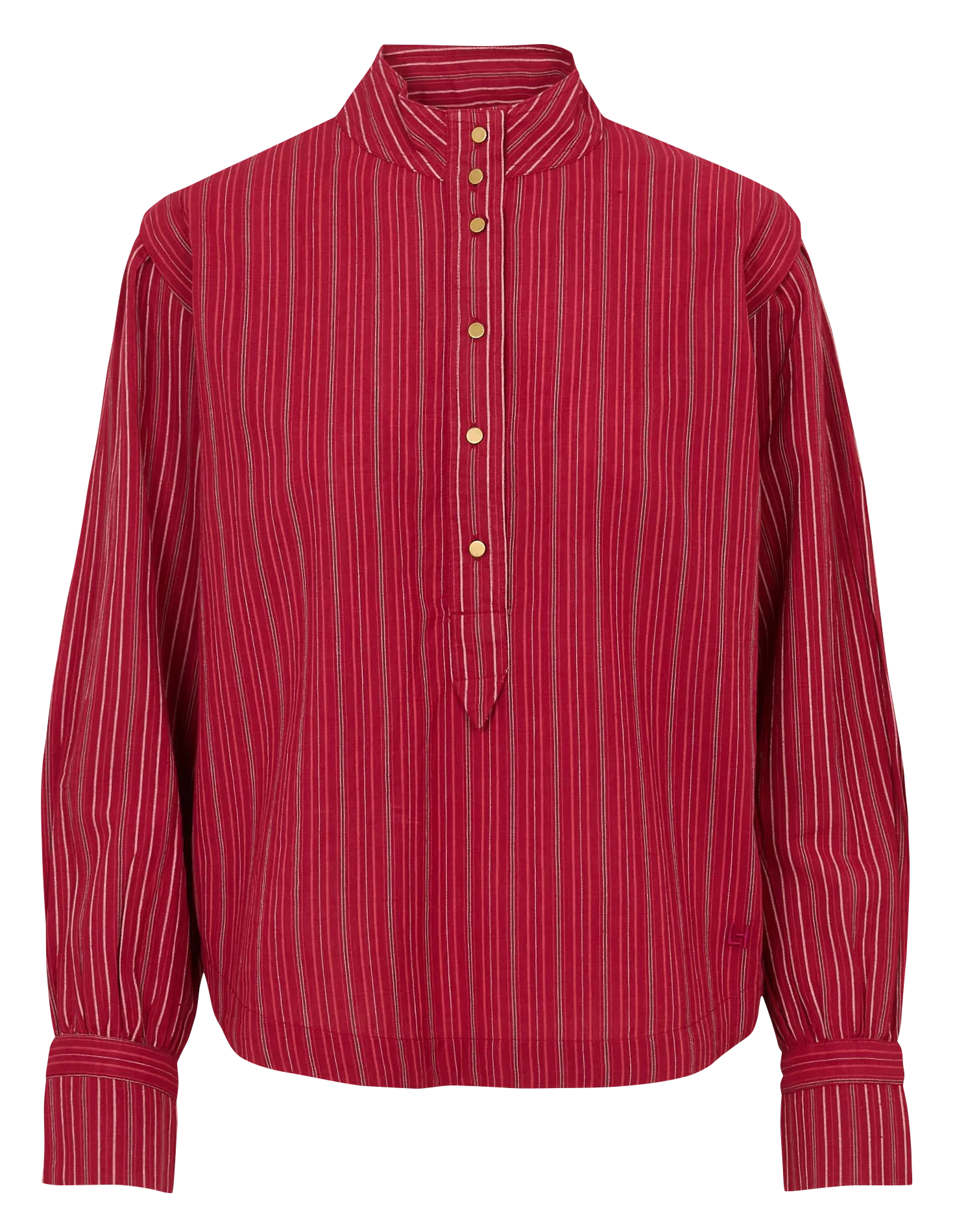 Chemise col rond à rayures Rouge CRISTO