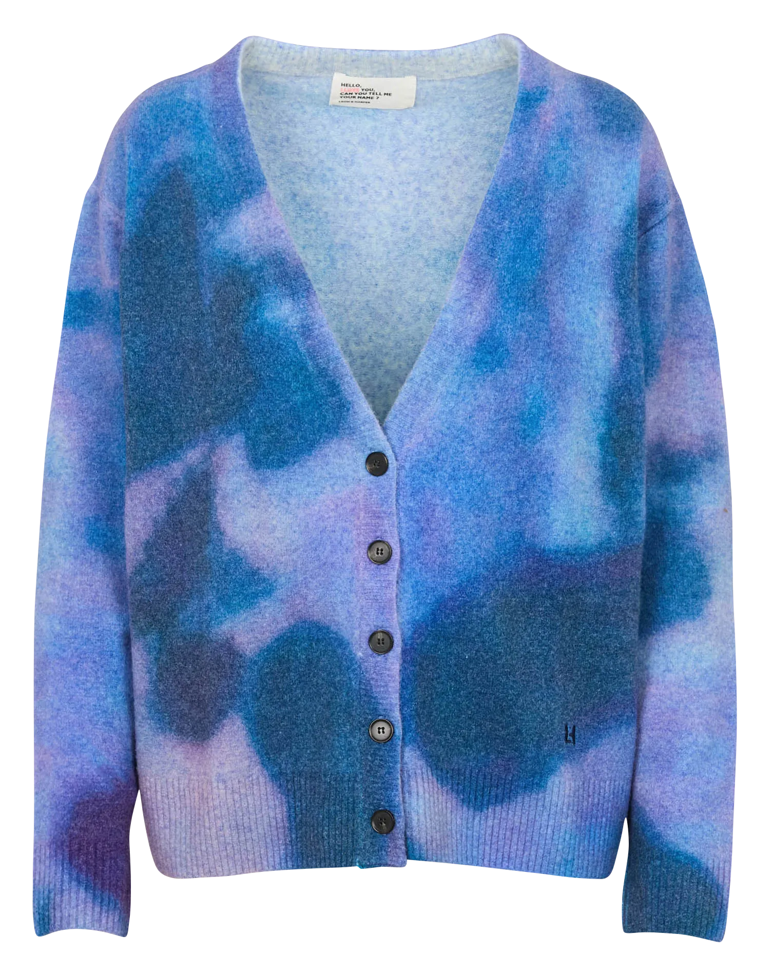 Cardigan col v en laine mélangée Bleu MING