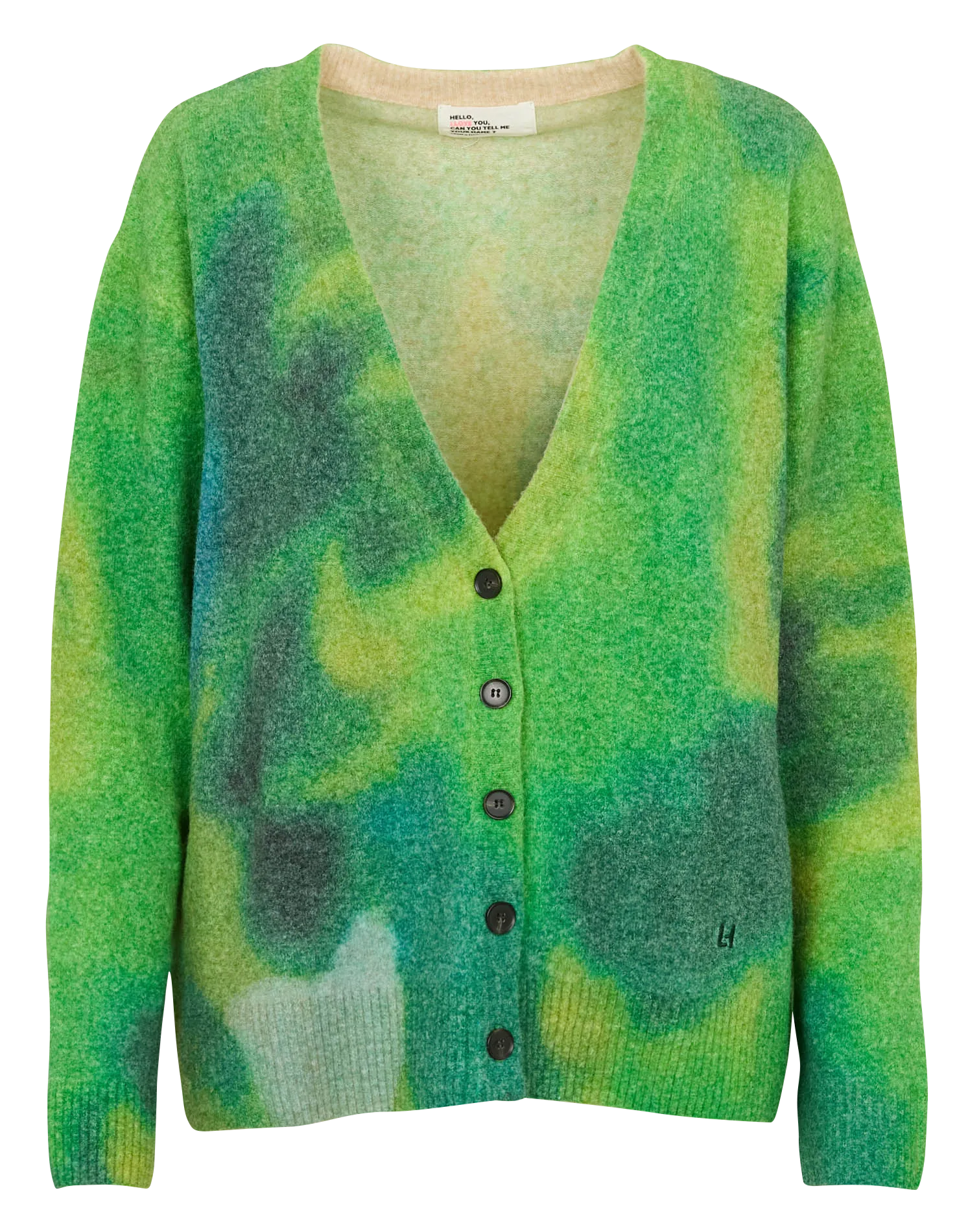Cardigan col v en laine mélangée Vert MING