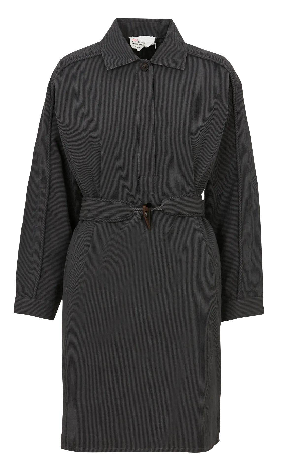 Robe oversize col classique en coton bio Noir ROBY