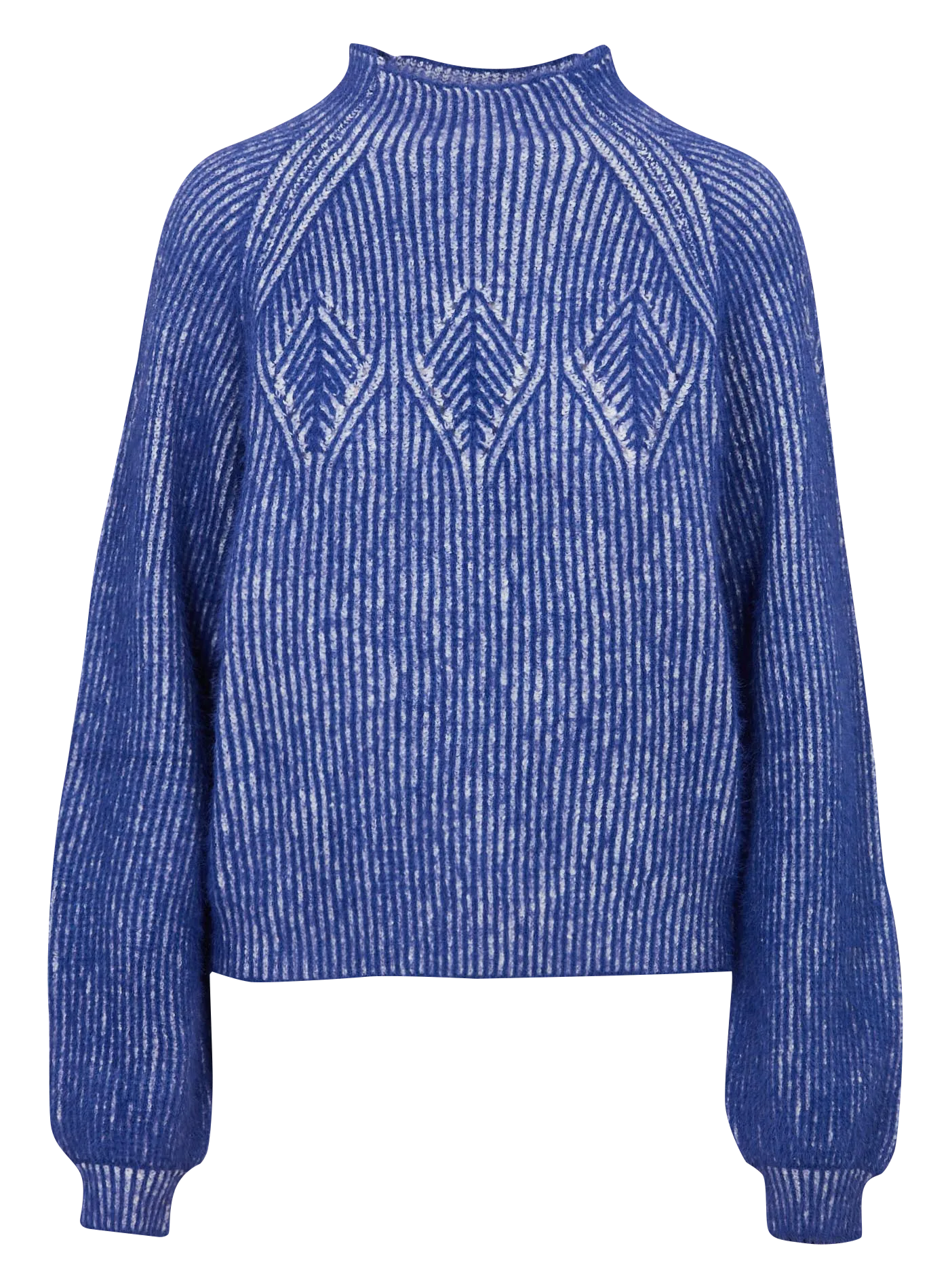 Pull col montant jacquard Bleu
