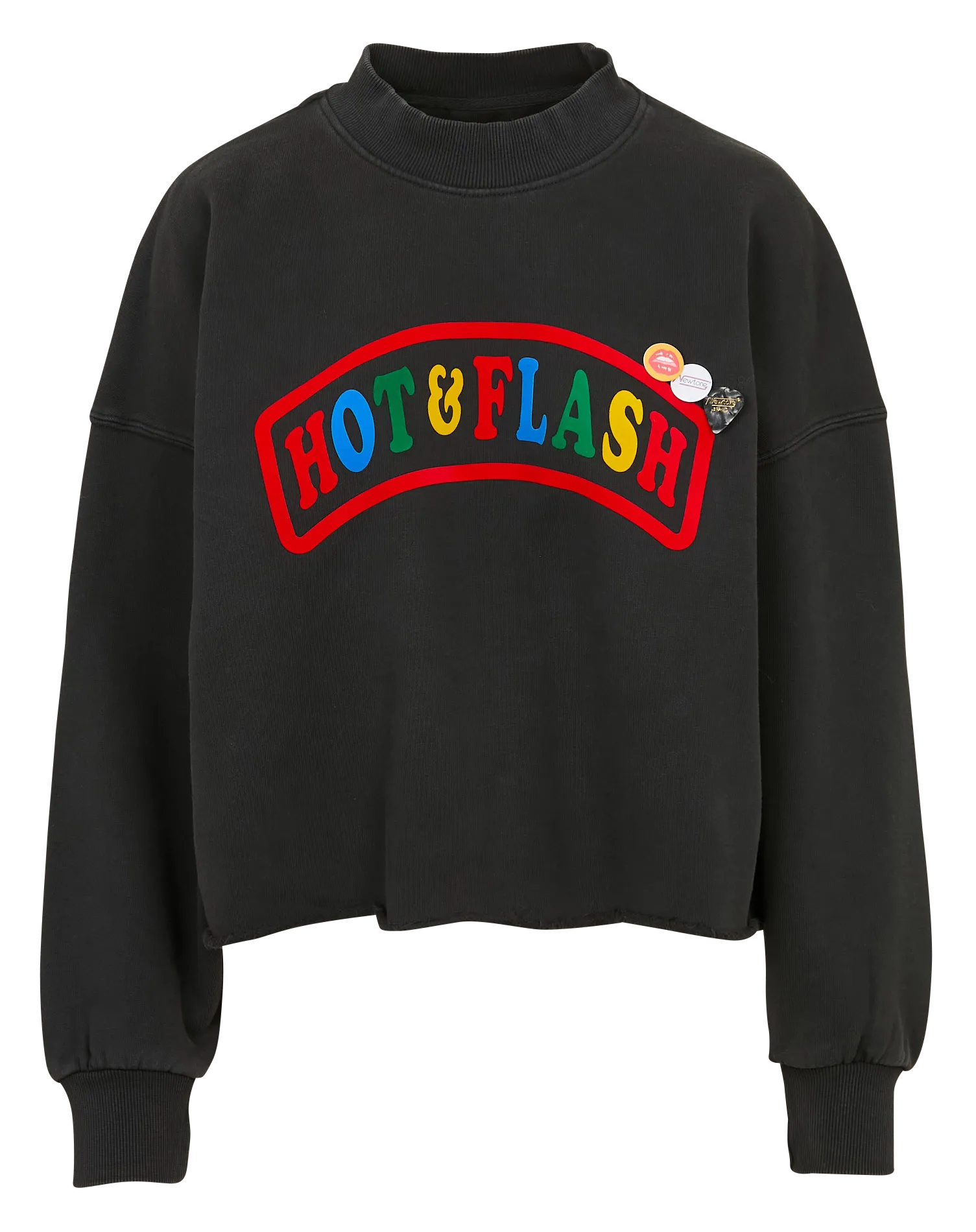 Sweat court ample sérigraphié en coton Noir SWCPHOT