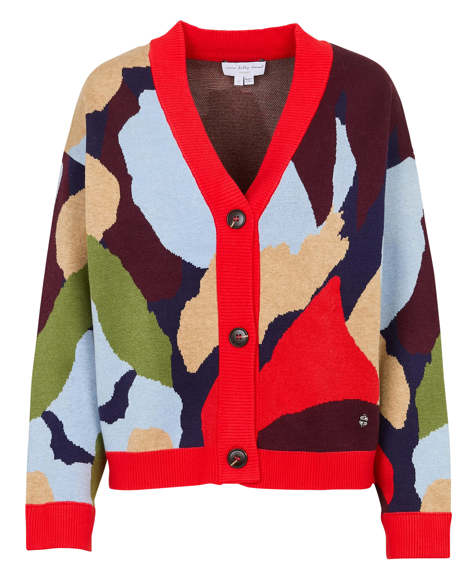 Gilet col V droit à motifs Multicolore CALLIE