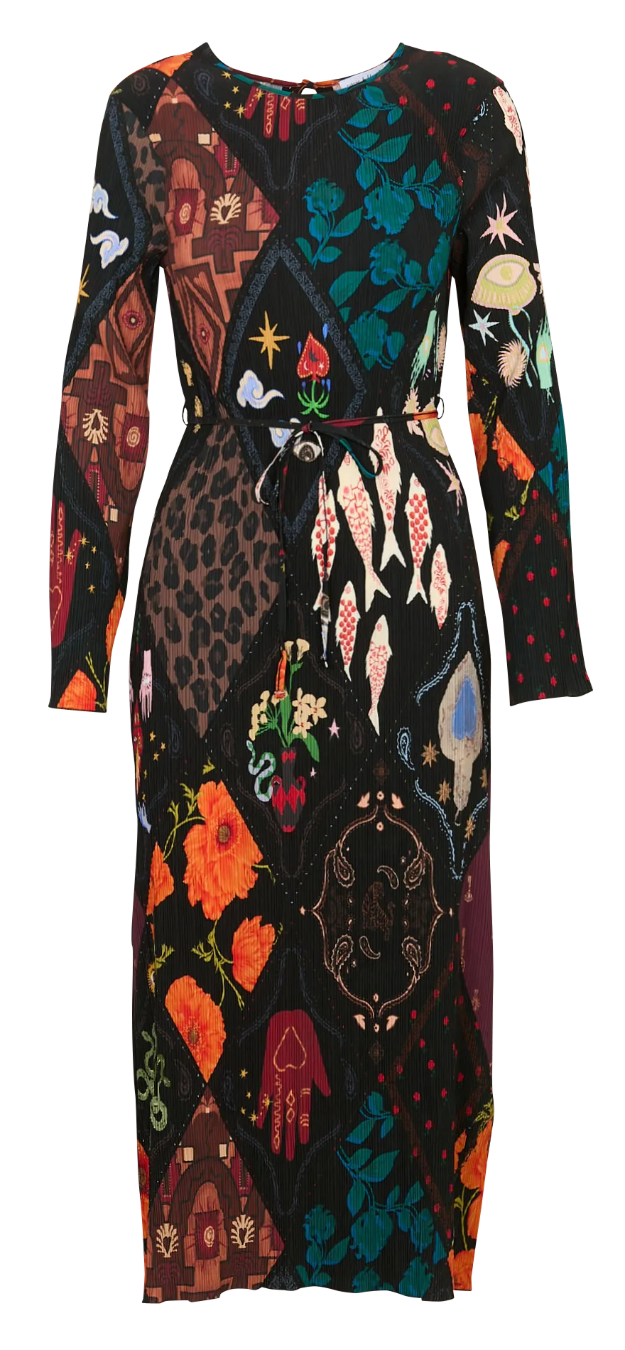 Robe midi col rond imprimée Multicolore GAIA