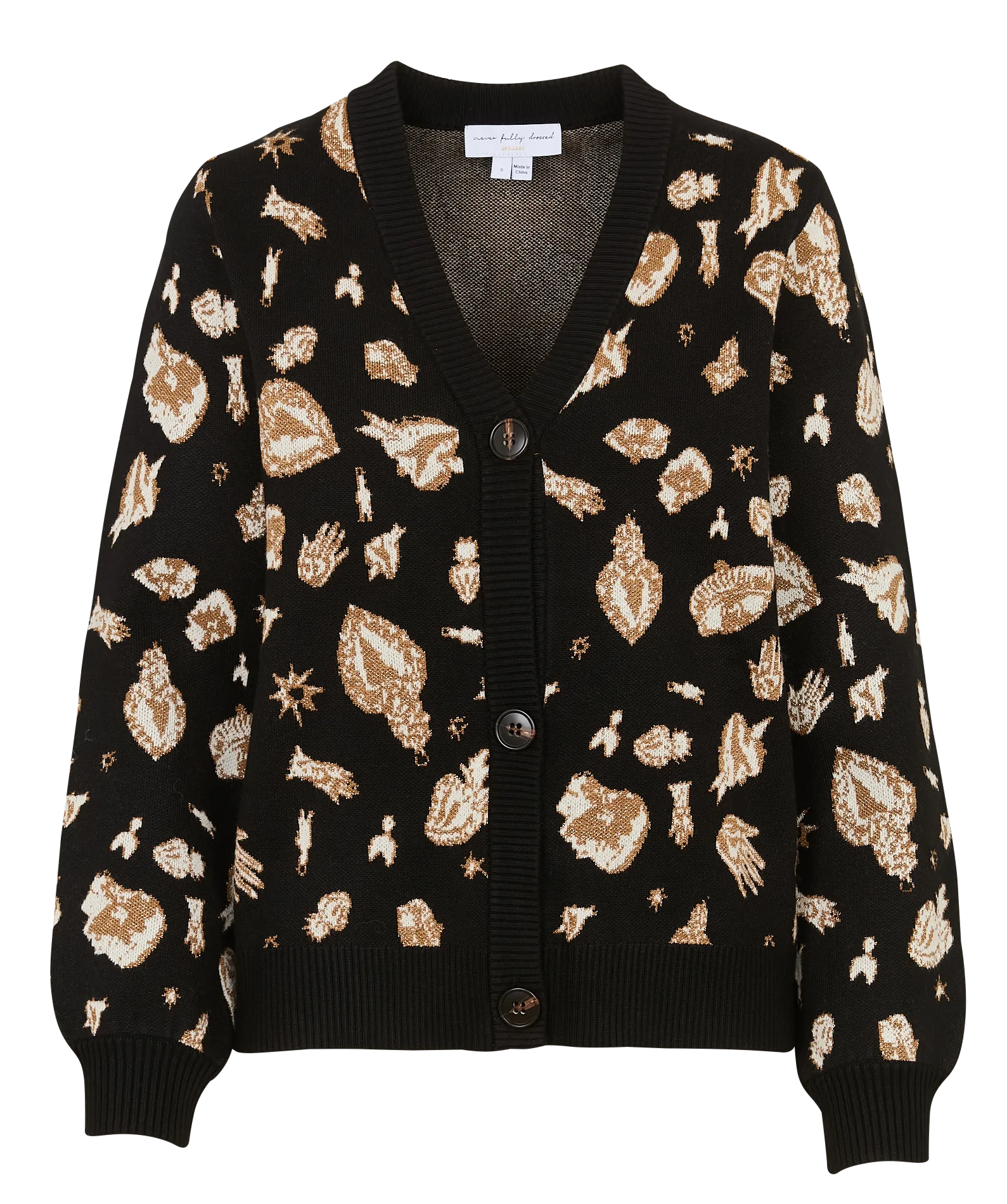 Gilet cintré col V à motifs pailletés Noir DELORIS