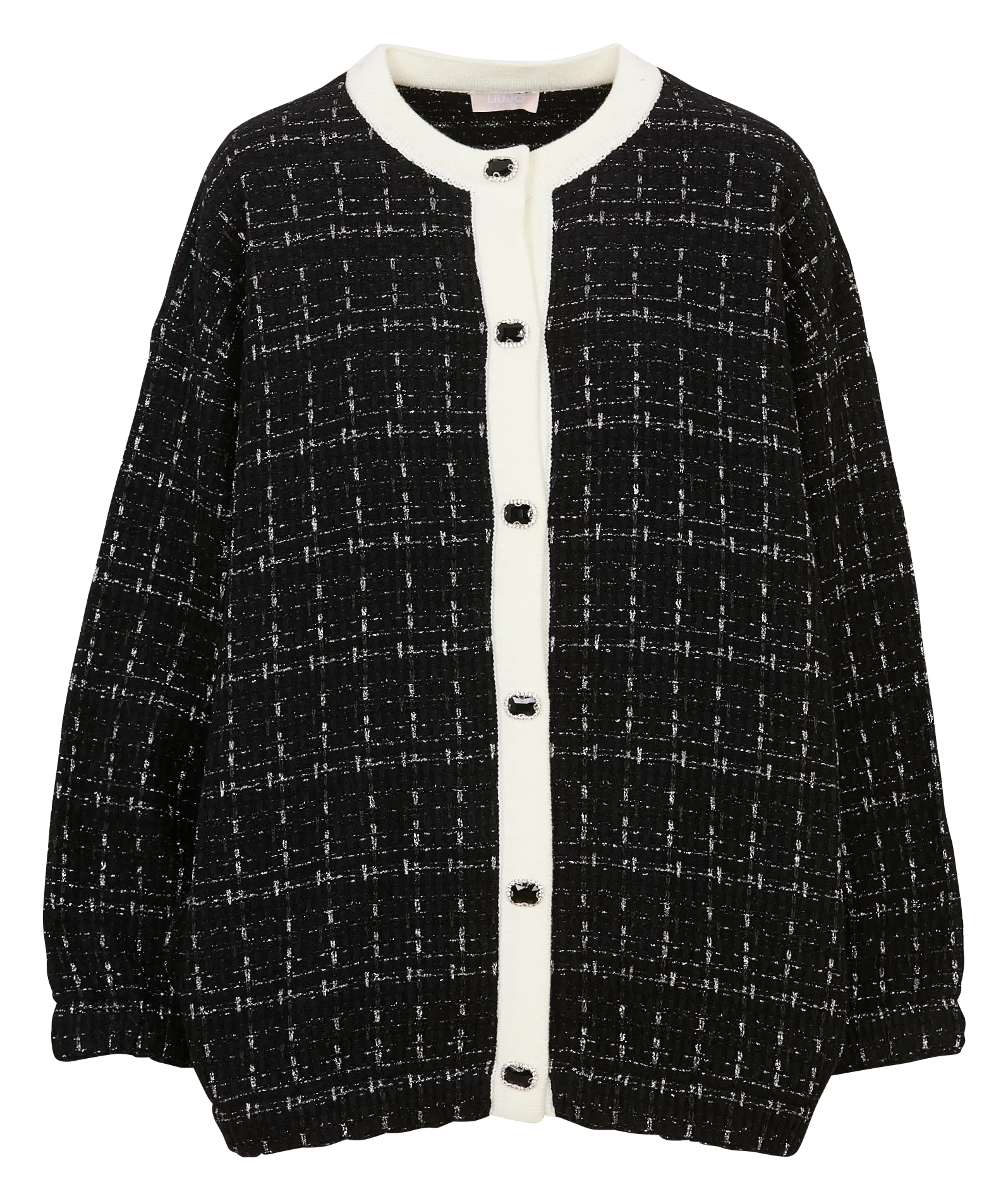 Veste oversize col rond en coton mélangé Noir