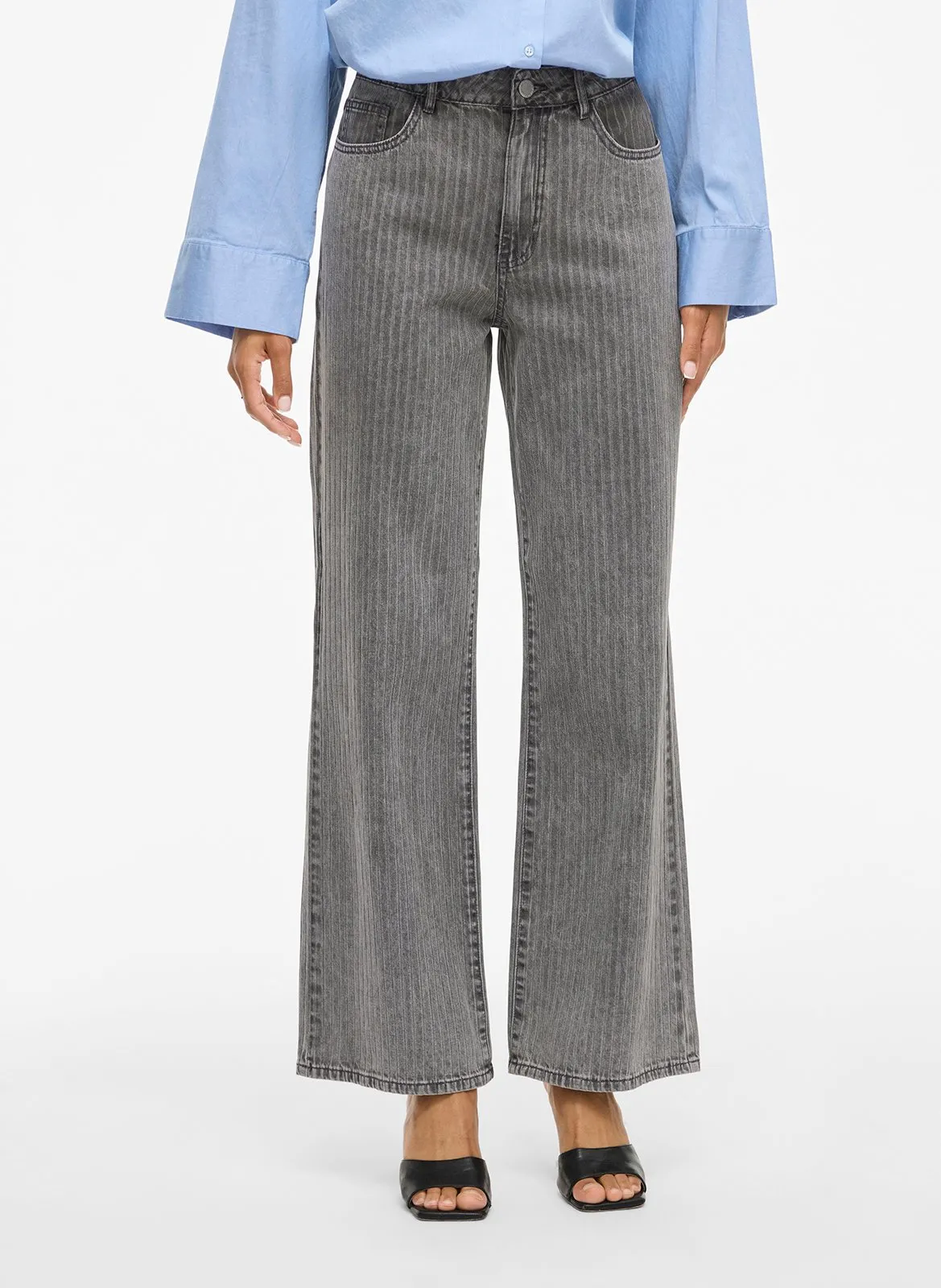 Jean flare rayé en coton Gris FREYA ARIE