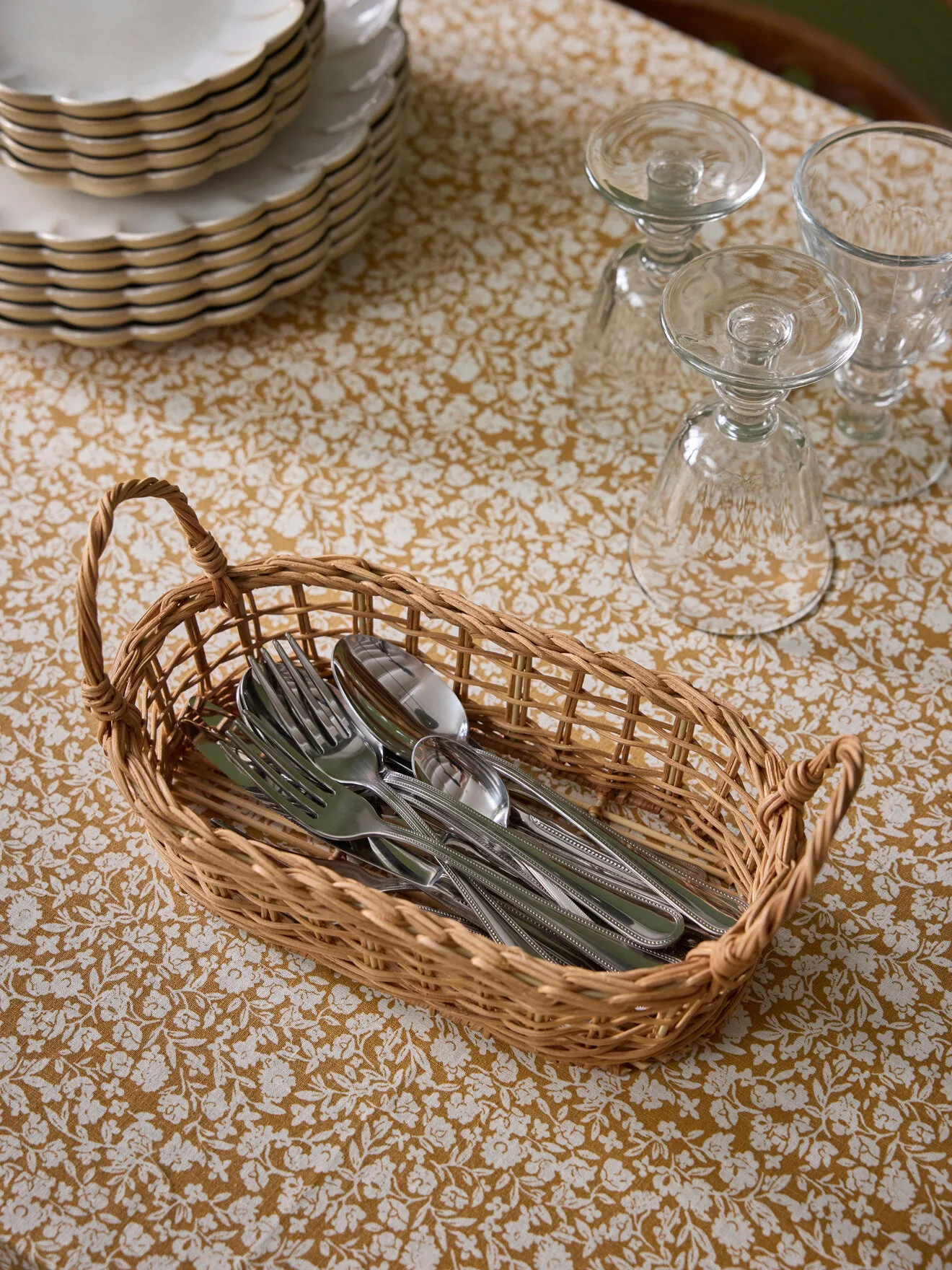 Panier de table en rotin - taille m Beige