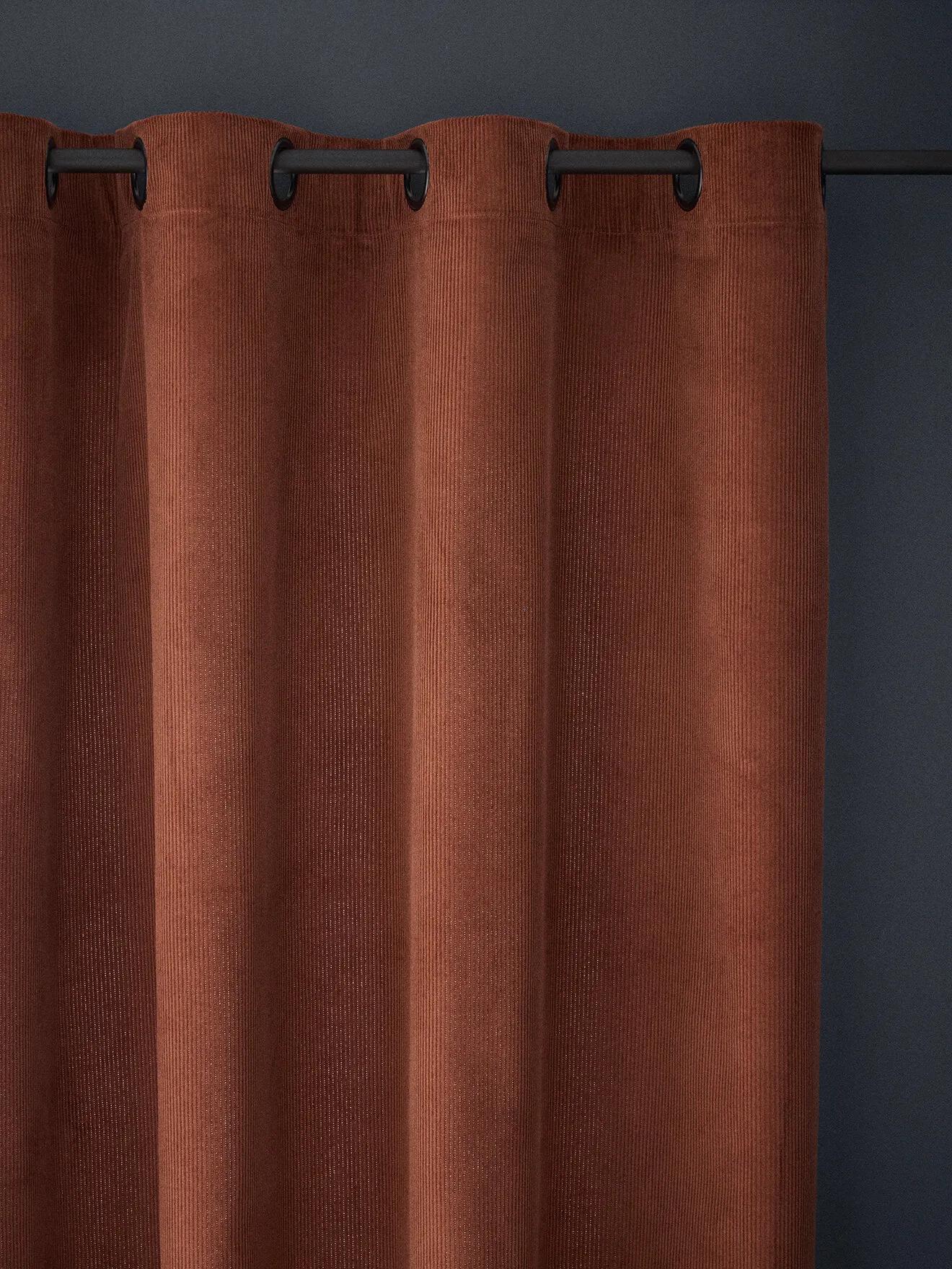 Rideau en velours côtelé à oeillets Marron