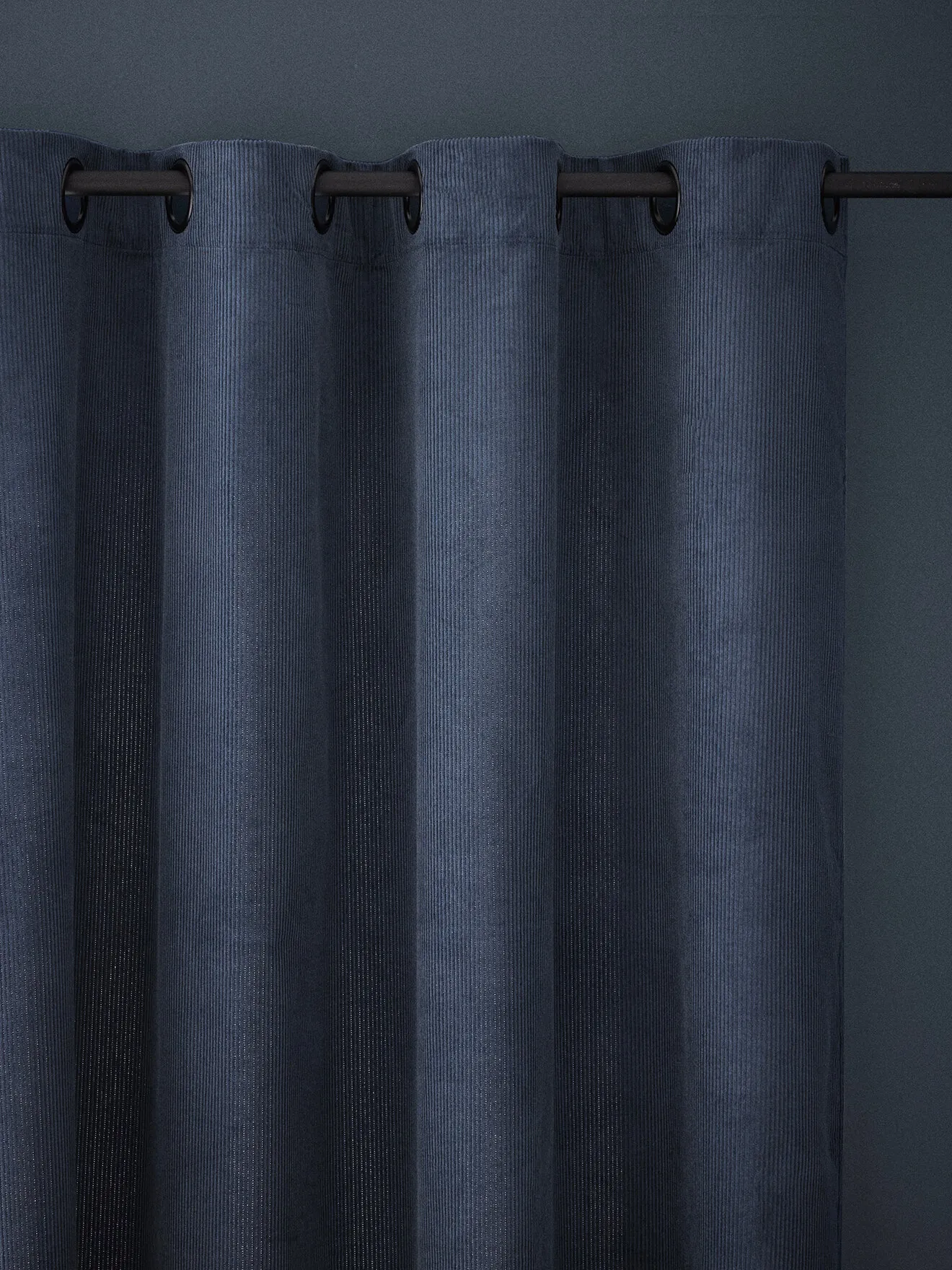 Rideau en velours côtelé à oeillets Bleu