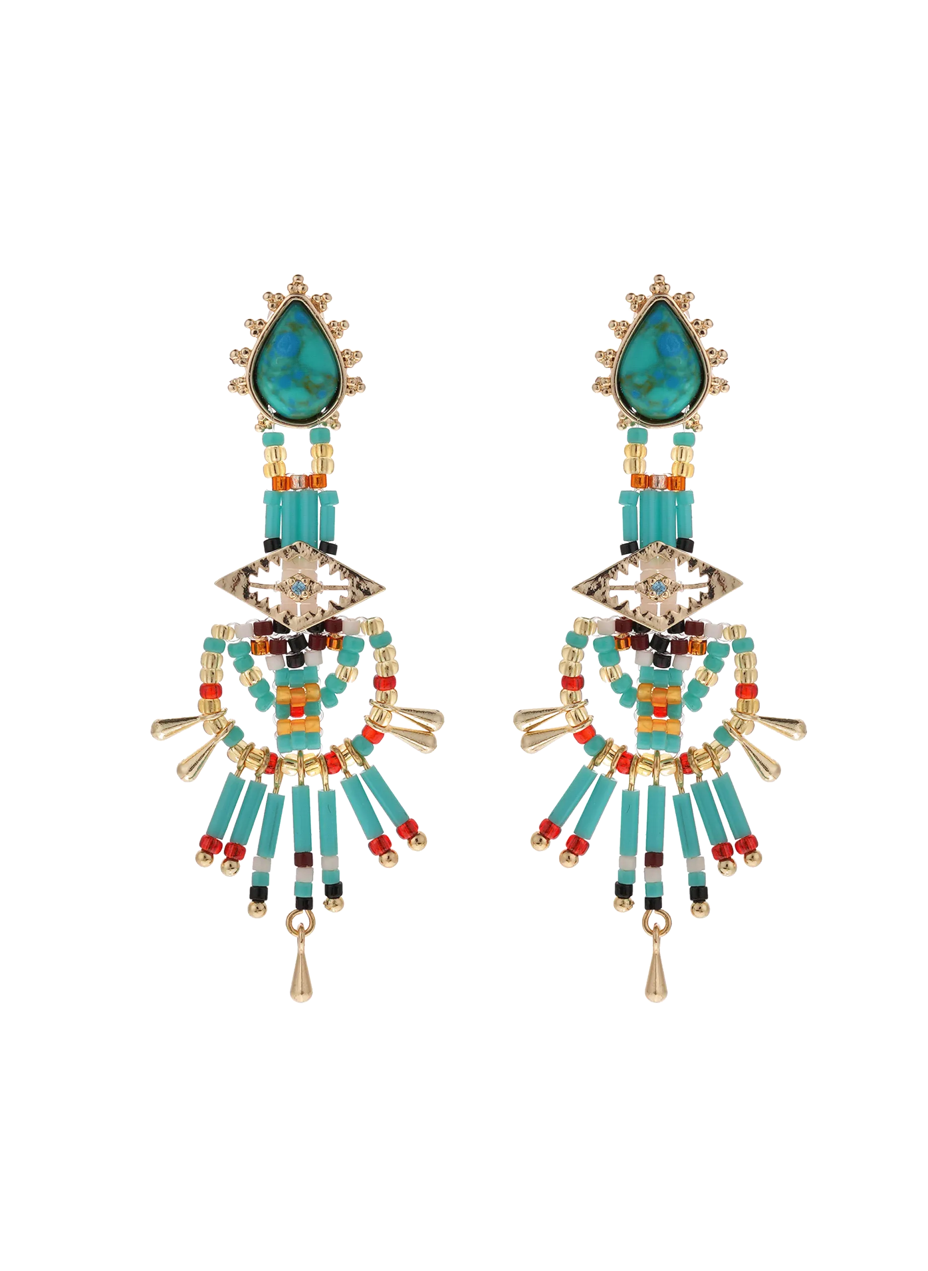 Boucles d'oreilles pendantes de perles Bleu HALBA