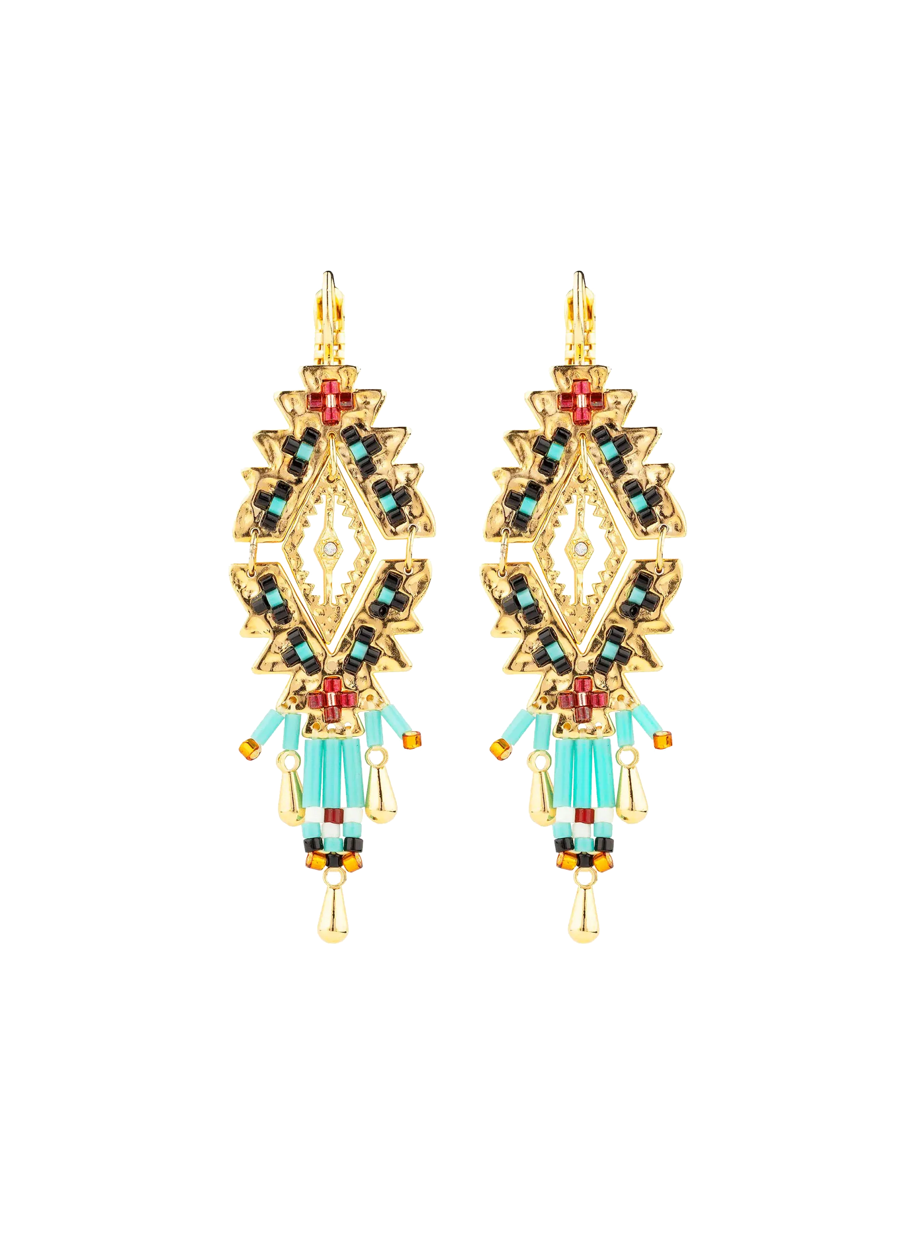 Boucles d'oreilles pendantes avec perles Bleu KORA