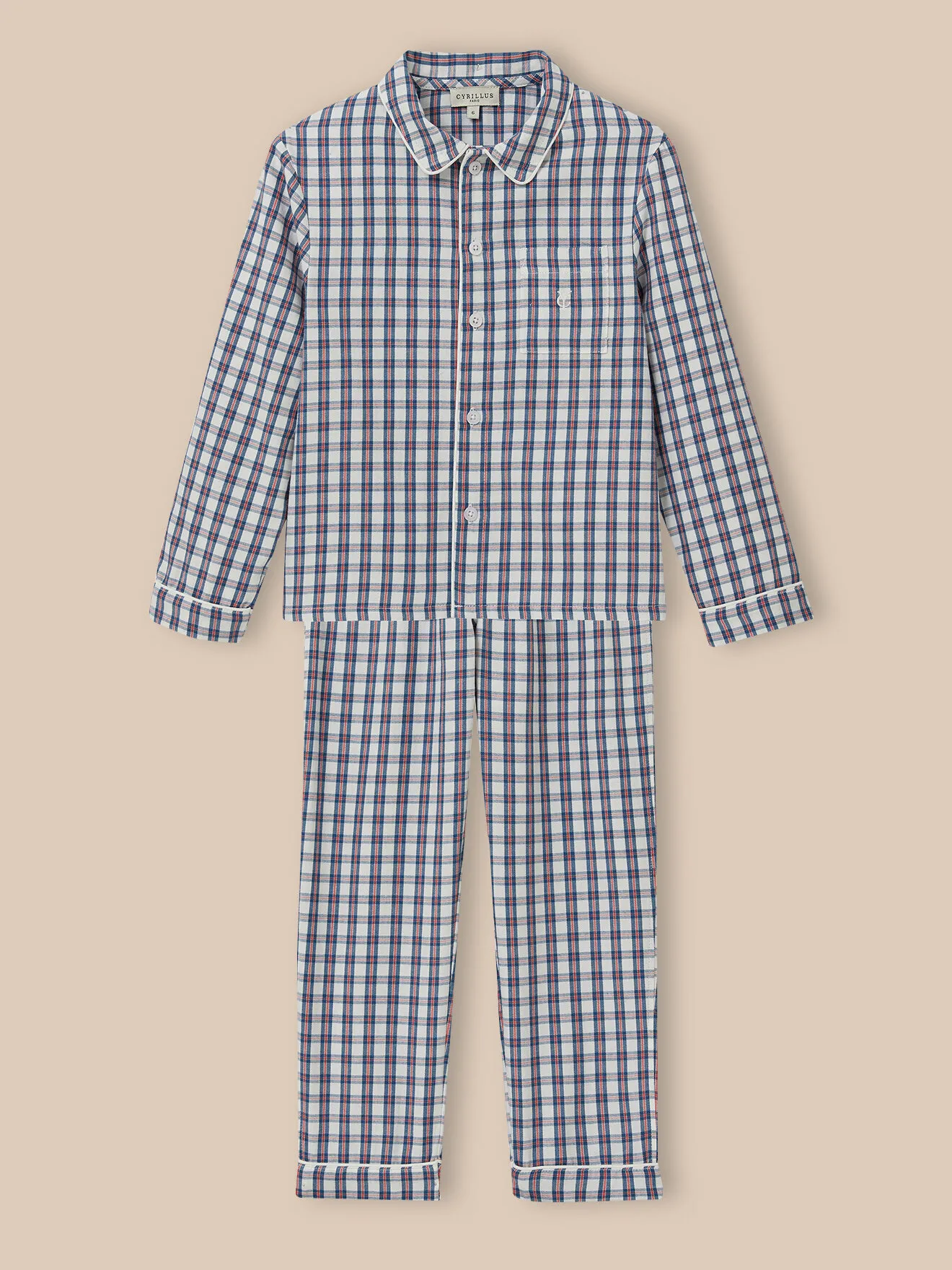 Pyjama classique à carreaux Bleu