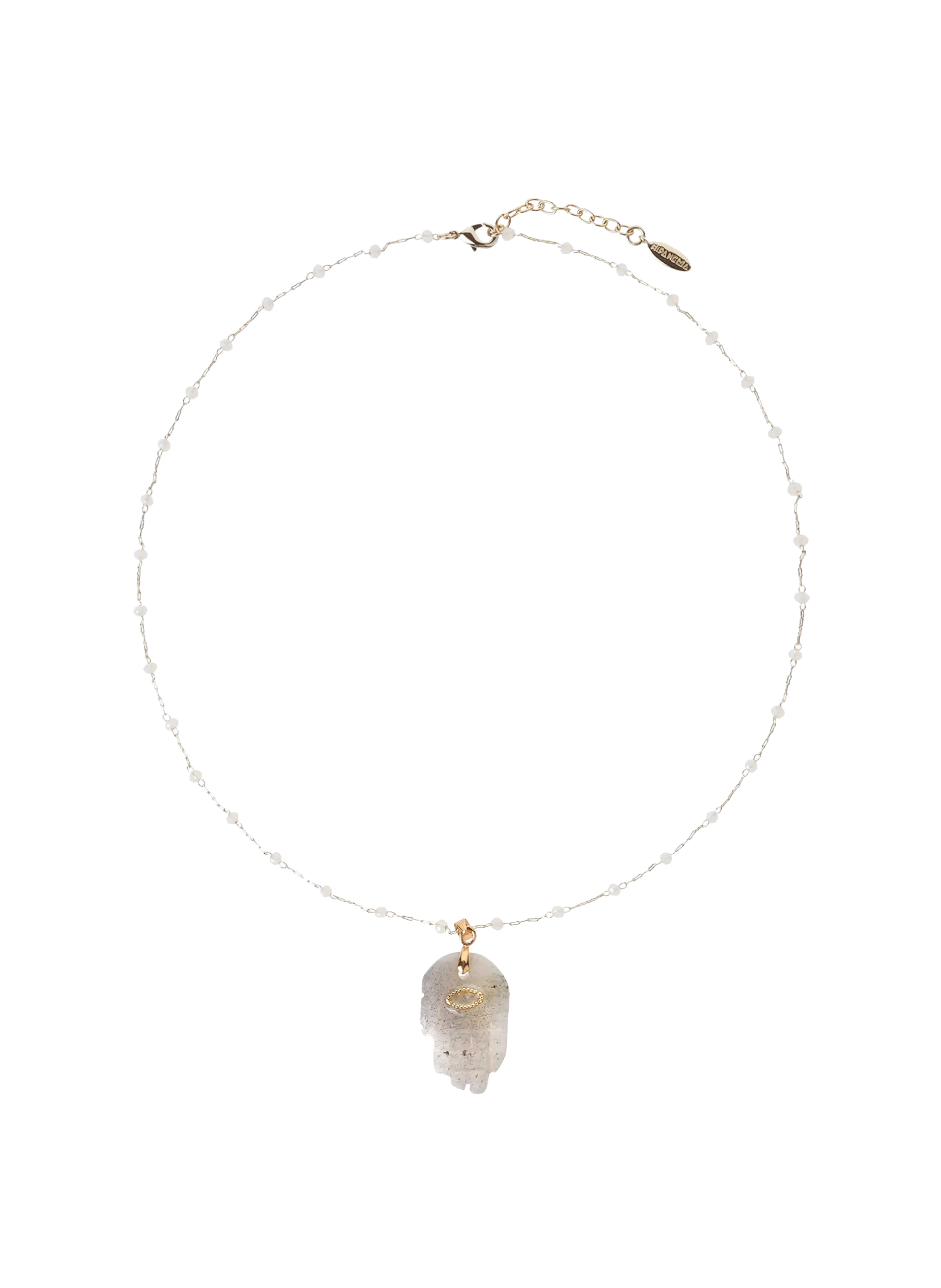 Collier chaîne avec perles et pendentif Blanc KIKA