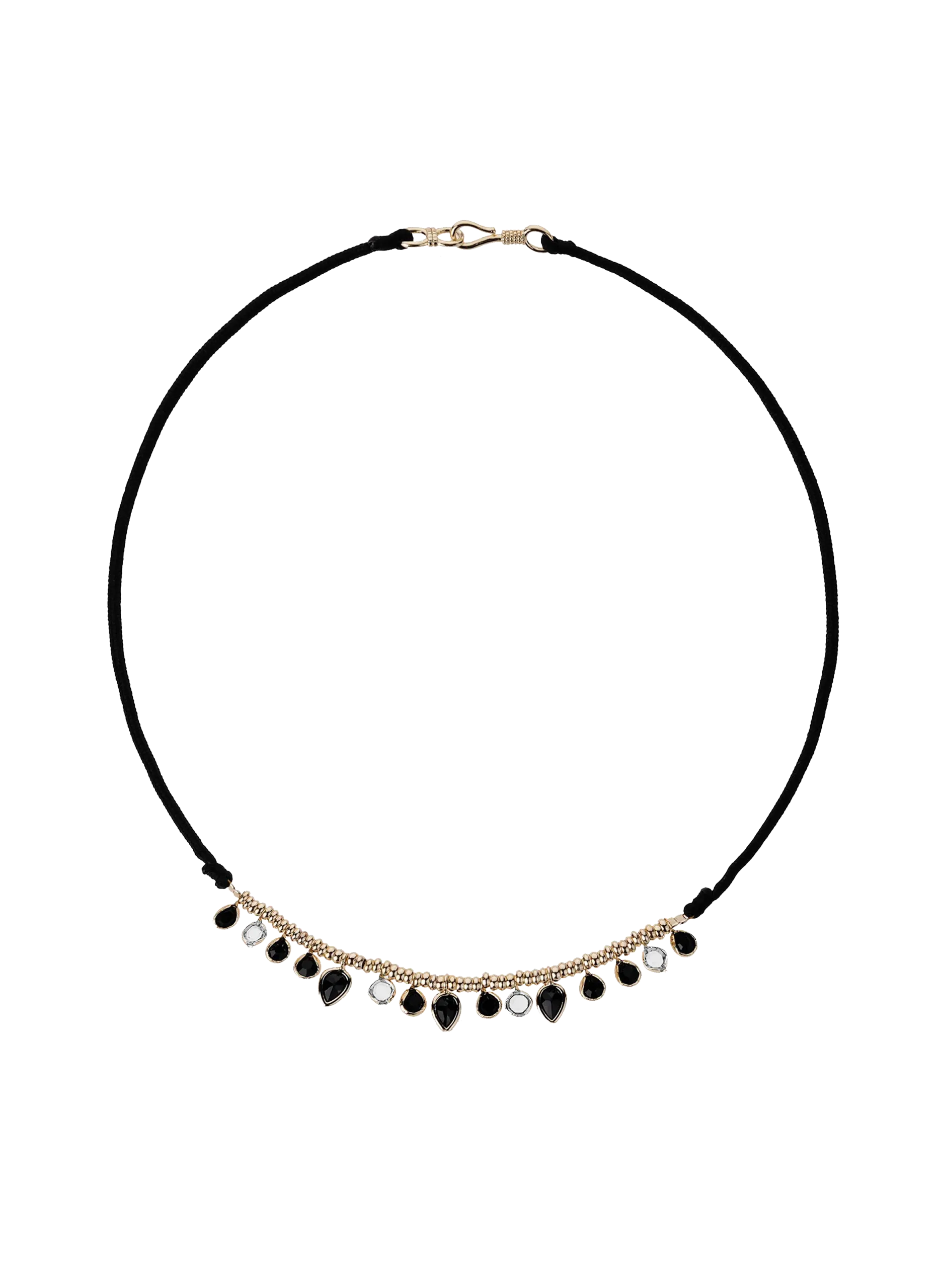 Collier cordon avec pampilles gouttes Noir VIKRAM
