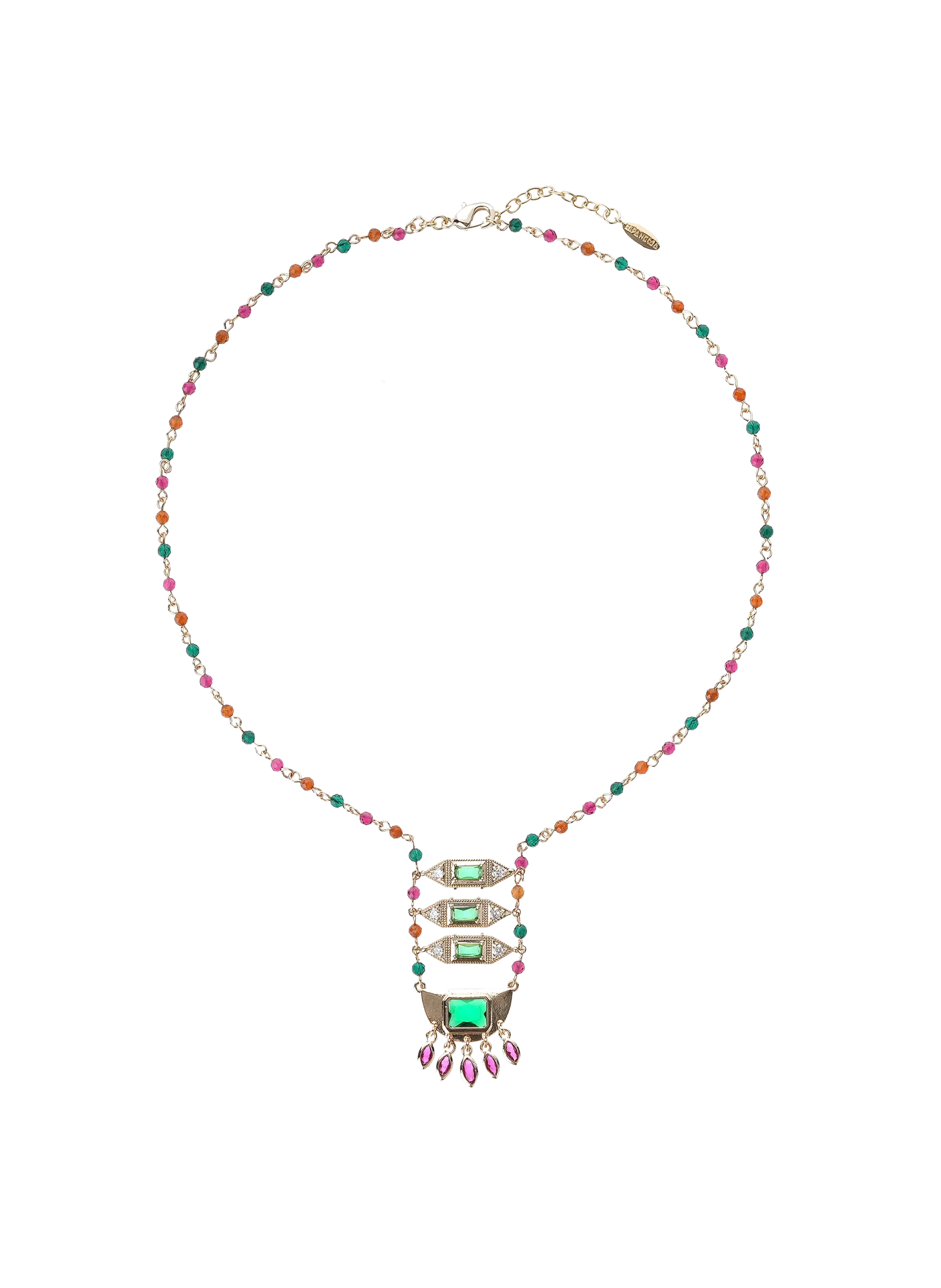 Collier chaîne avec perles Vert FINAYA