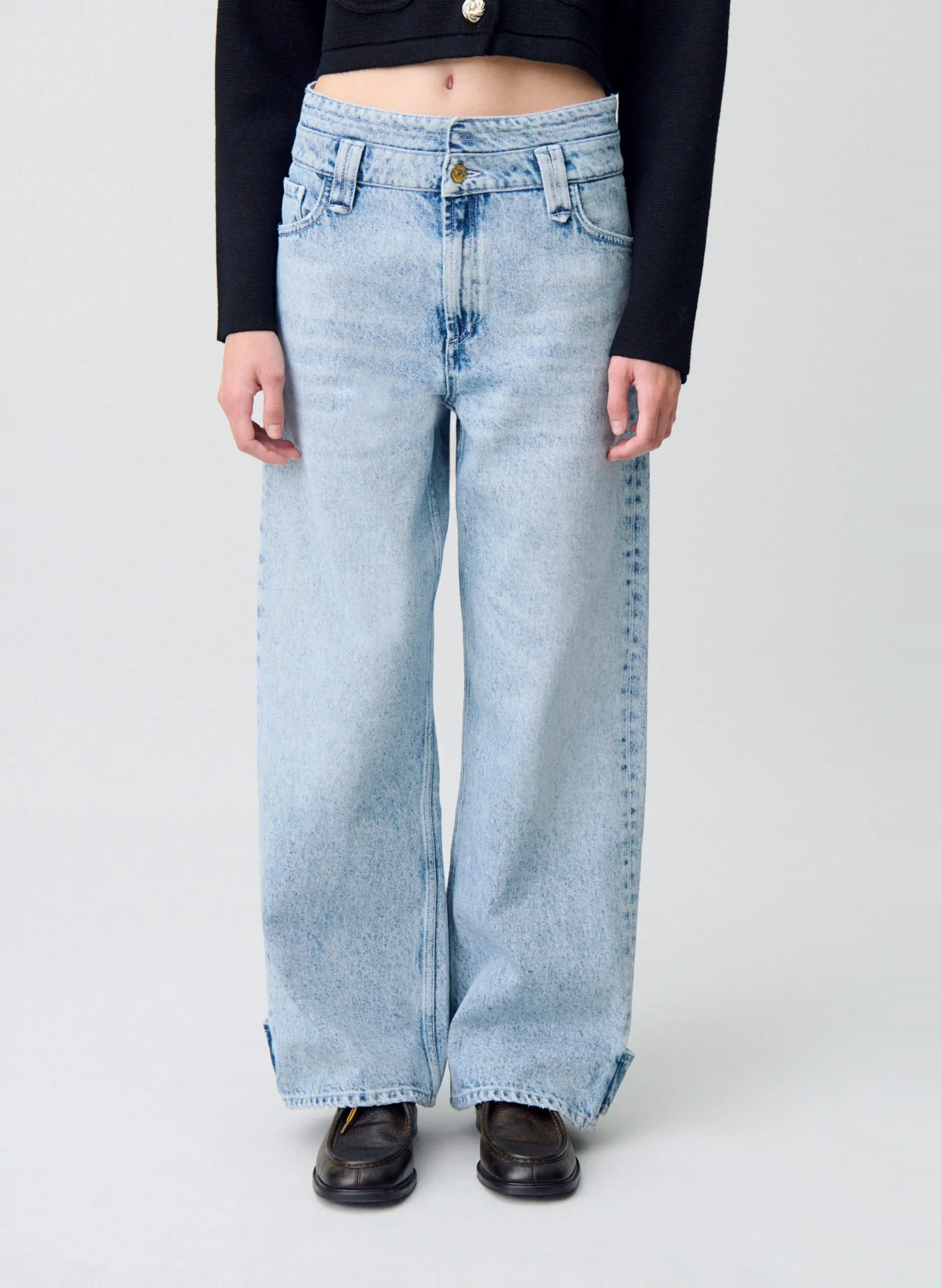 Jean large délavé en coton Bleu JEANCLEMENT